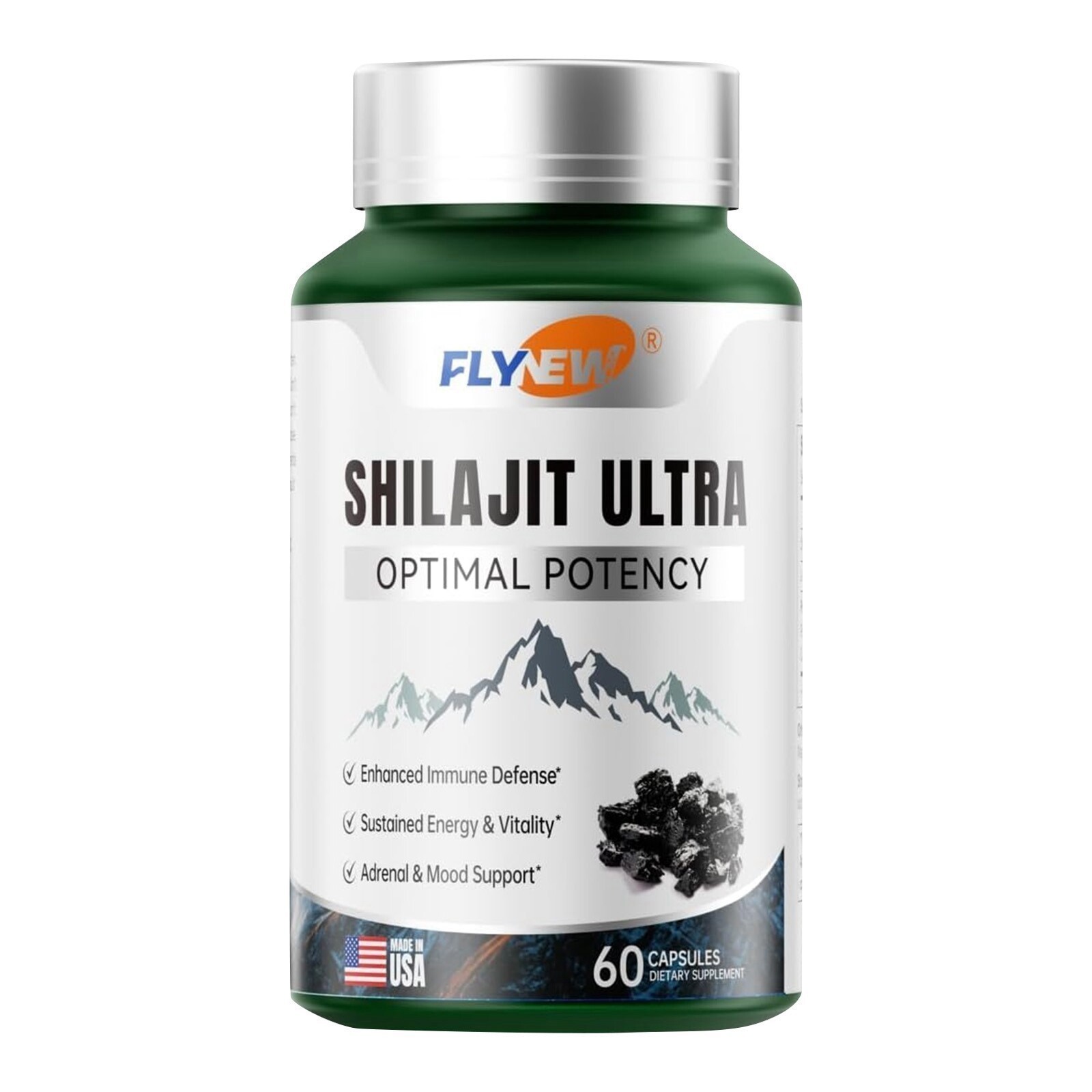 Flynew Shilajit Ultra Optimal Potency, Energy& Vitality, Shilajit L-arginine NEW