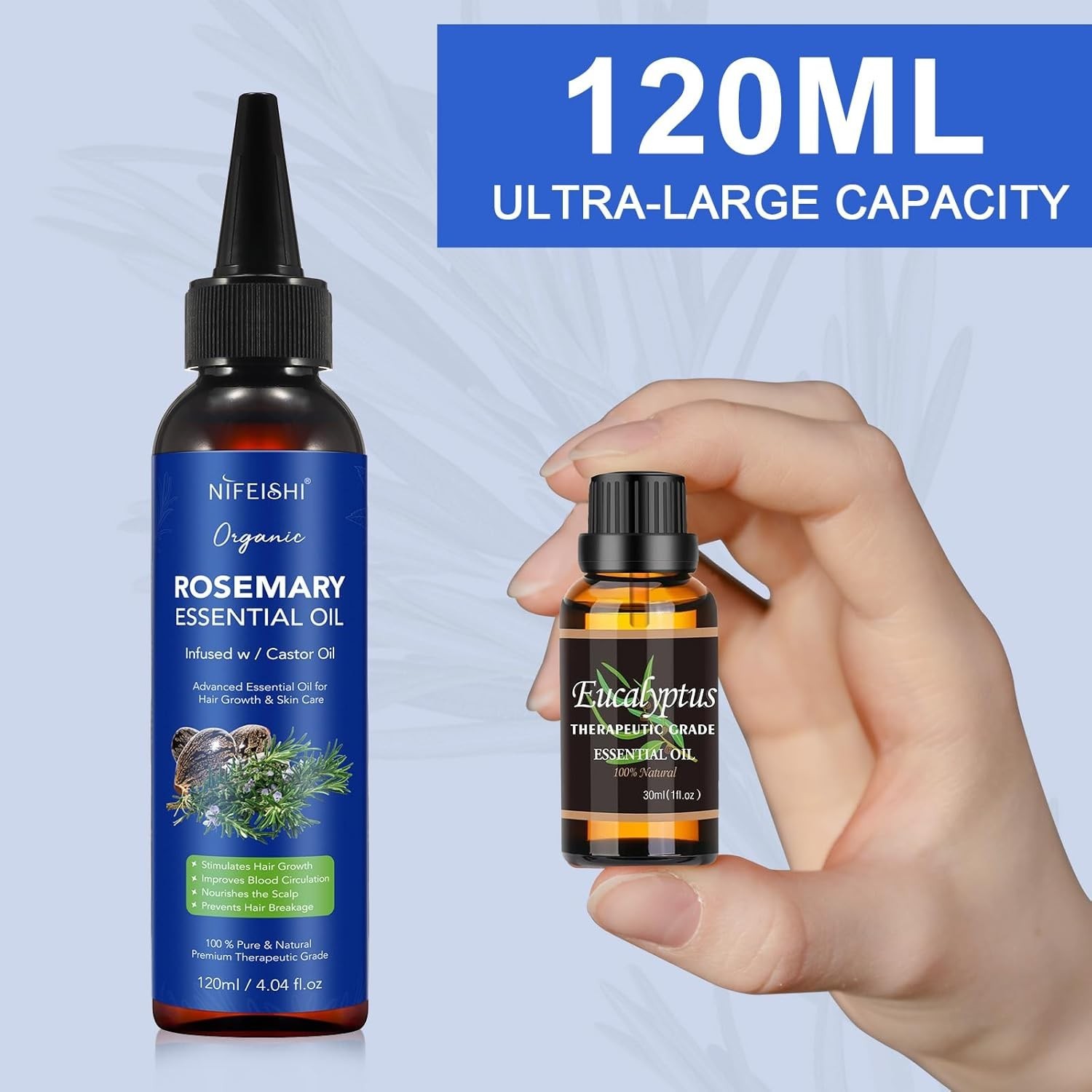 Organic Rosemary Essential Oil for Hair Growth & Skin Care, 100% Pure & Natural