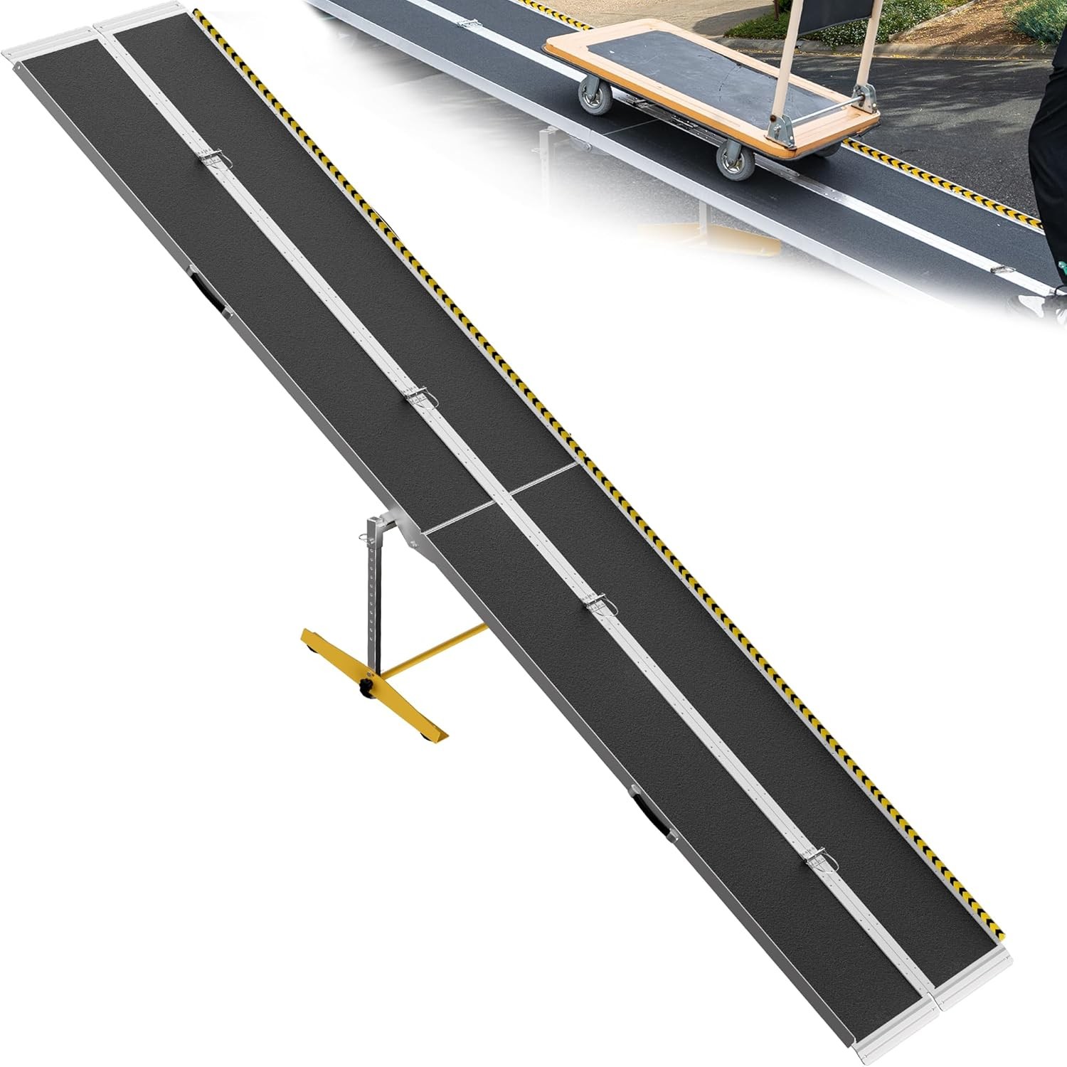 2/3/4/5/6/7/8/10/12FT Home Wheelchair Ramp Non-Skid Folding Aluminum Ramps Steps