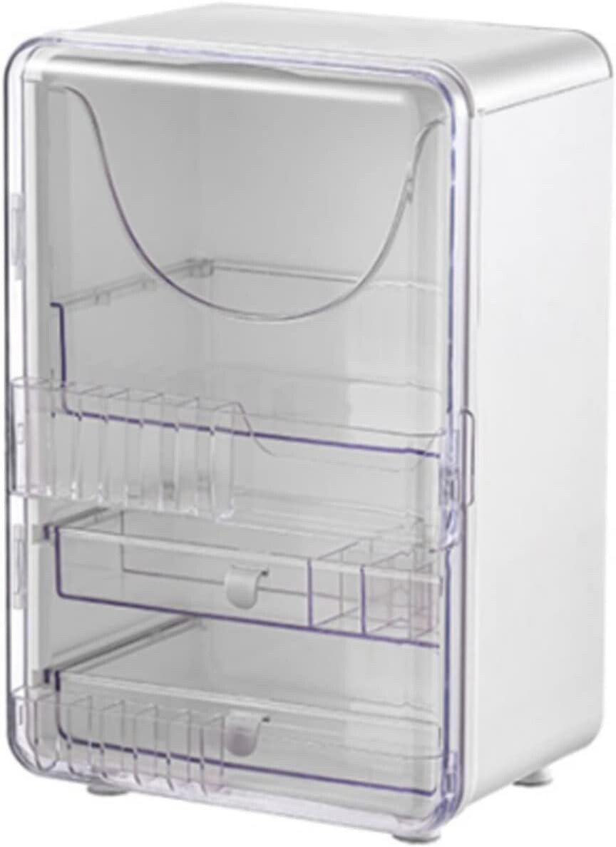 Large Waterproof Dust-proof Double-Door Makeup Organizer with 2 Drawers 11x8x16