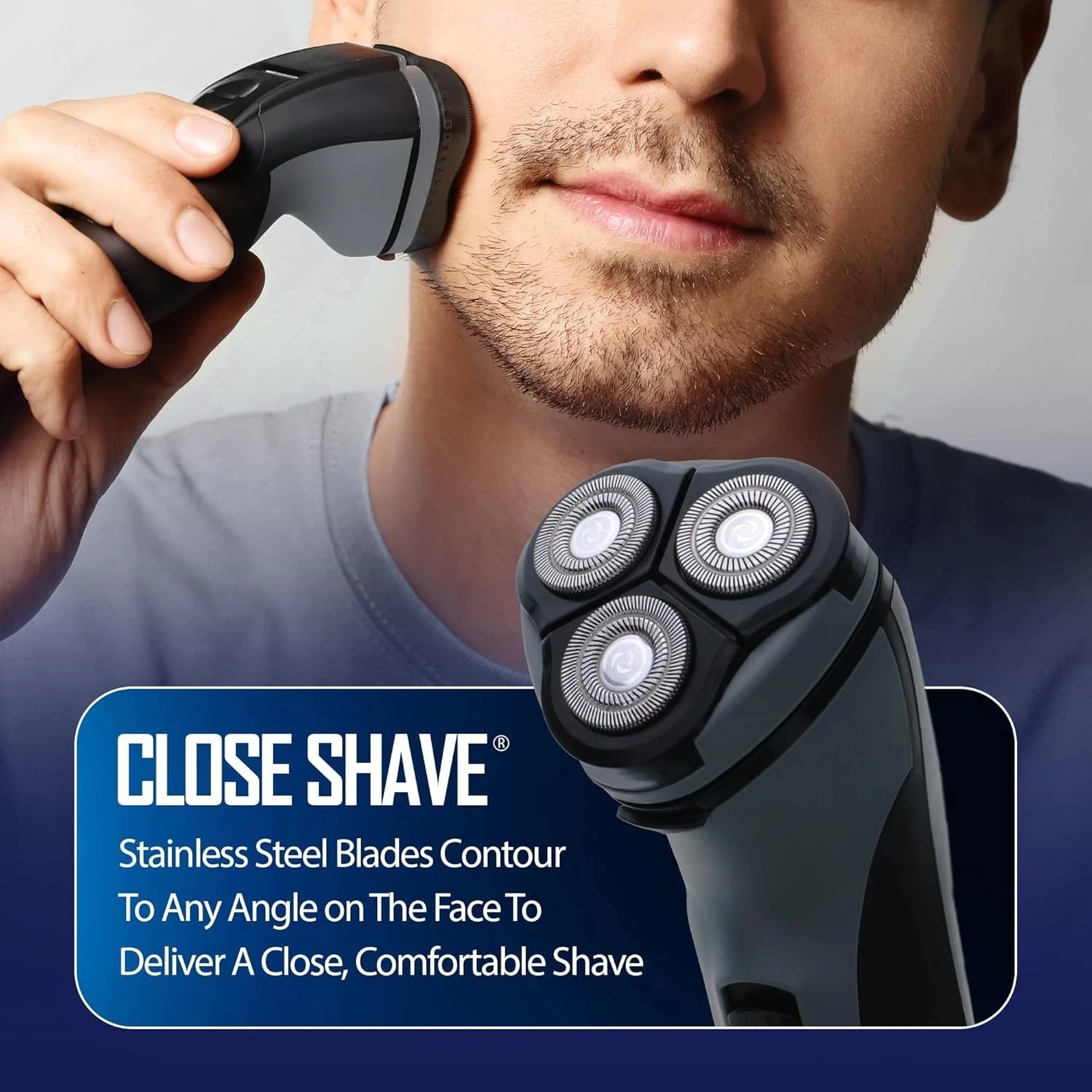 Rotary Shaver, Rechargeable Electric Rotary Shaver with Stainless Steel Blades,