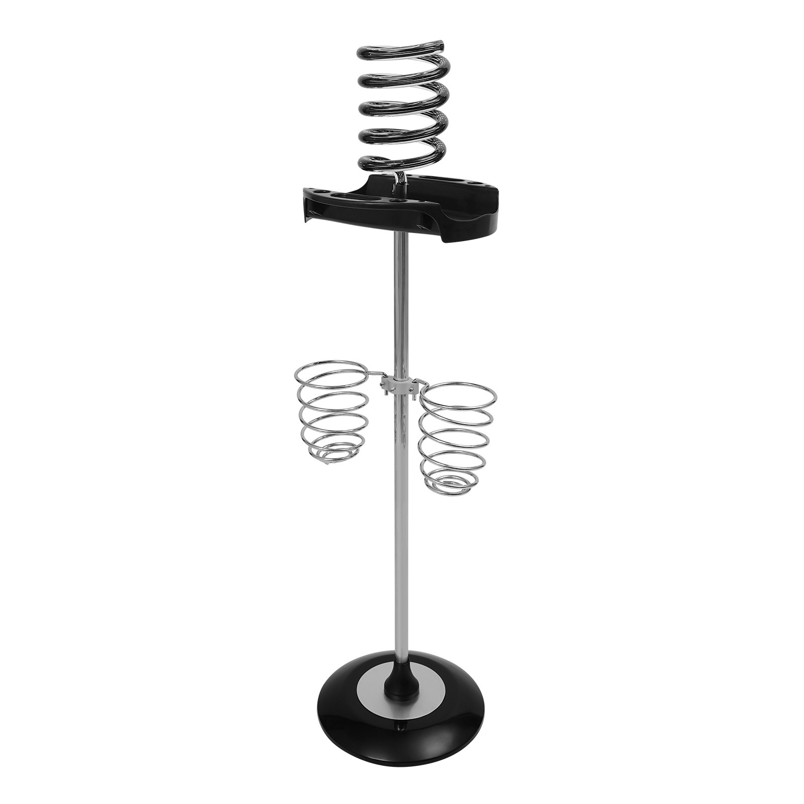 Hair Dryer Stand with Tray & Spiral Holders Freestanding Holder Hands-Free Black