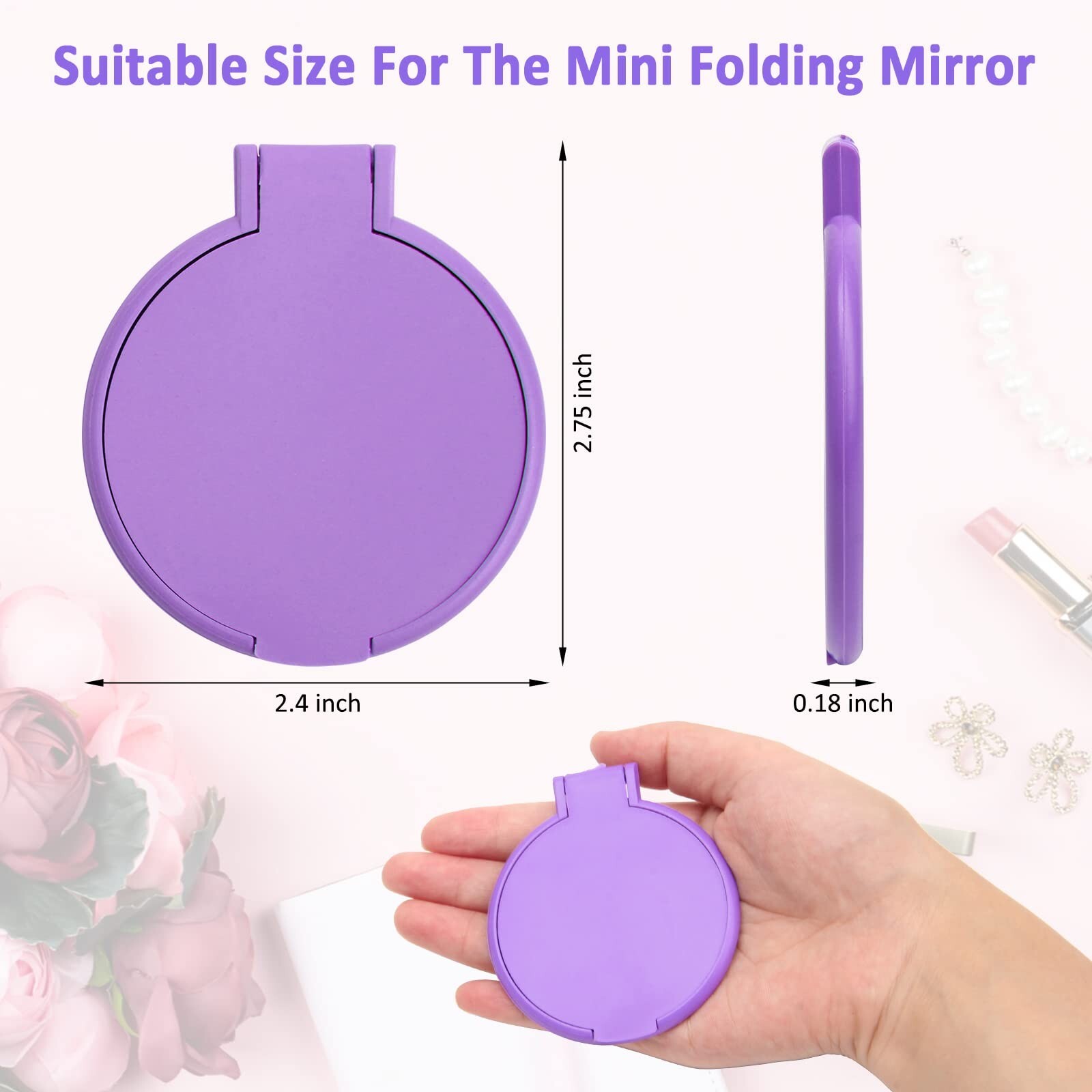 12 Pcs Mini Folding Mirror Round Compact, 2.4 in Small Portable Travel Makeup…