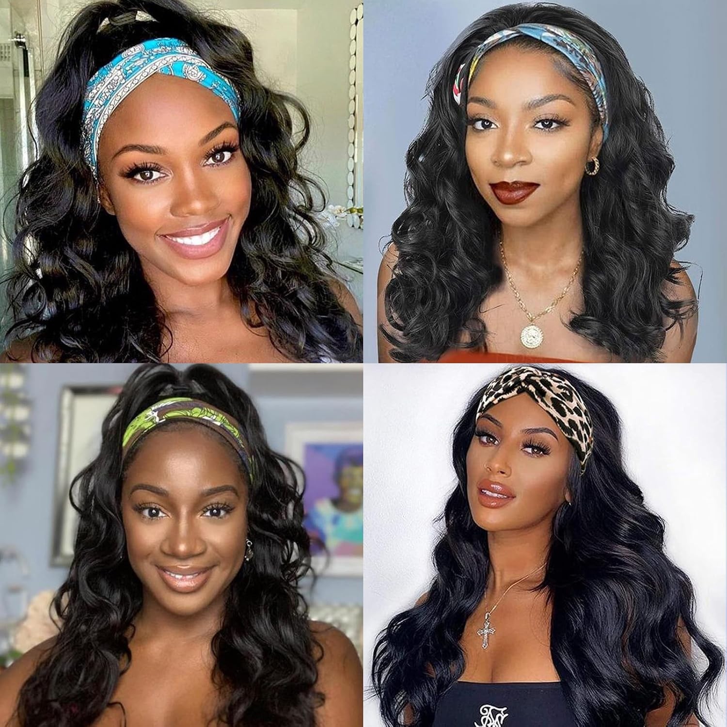 Glueless Headband Wig Long Body Wave Headband Wigs for Black Women Synthetic Nat