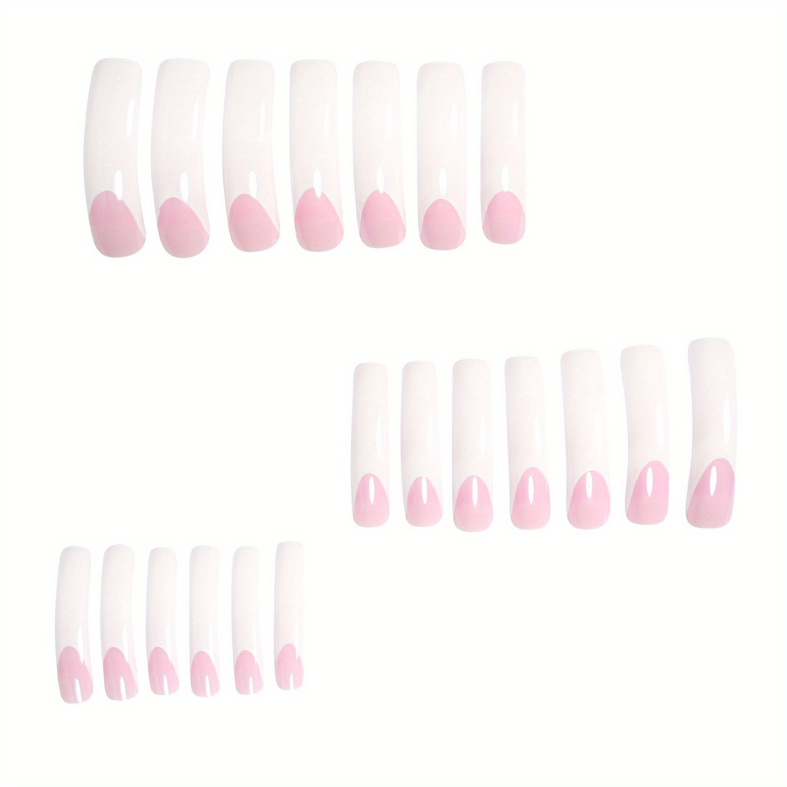 48pcs Cool Long Curved Press On Nails White Tip Artificial Nails For Daily Wear