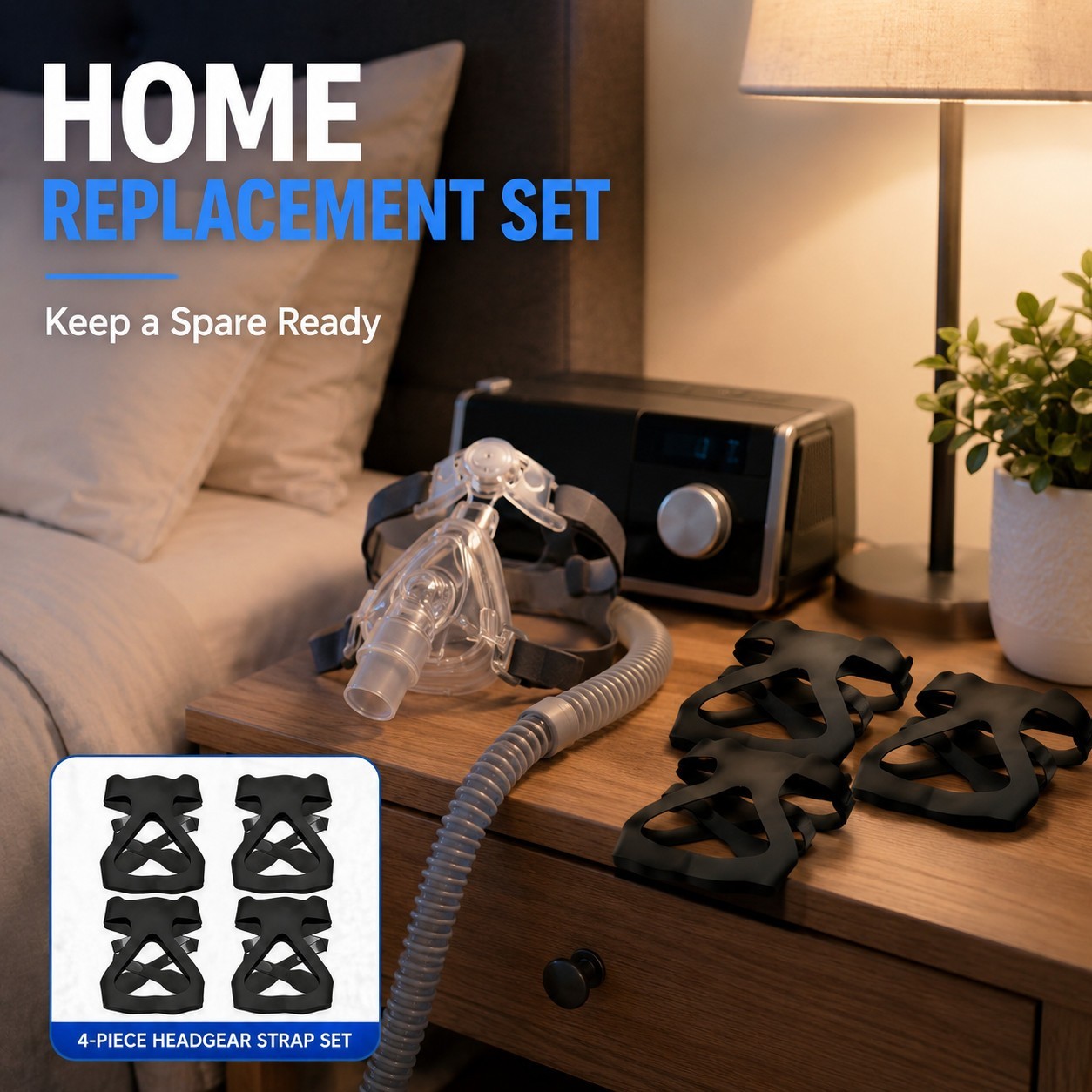 4 Pack CPAP Mask Headgear Replacement Strap Soft Elastic Universal Fit Kit