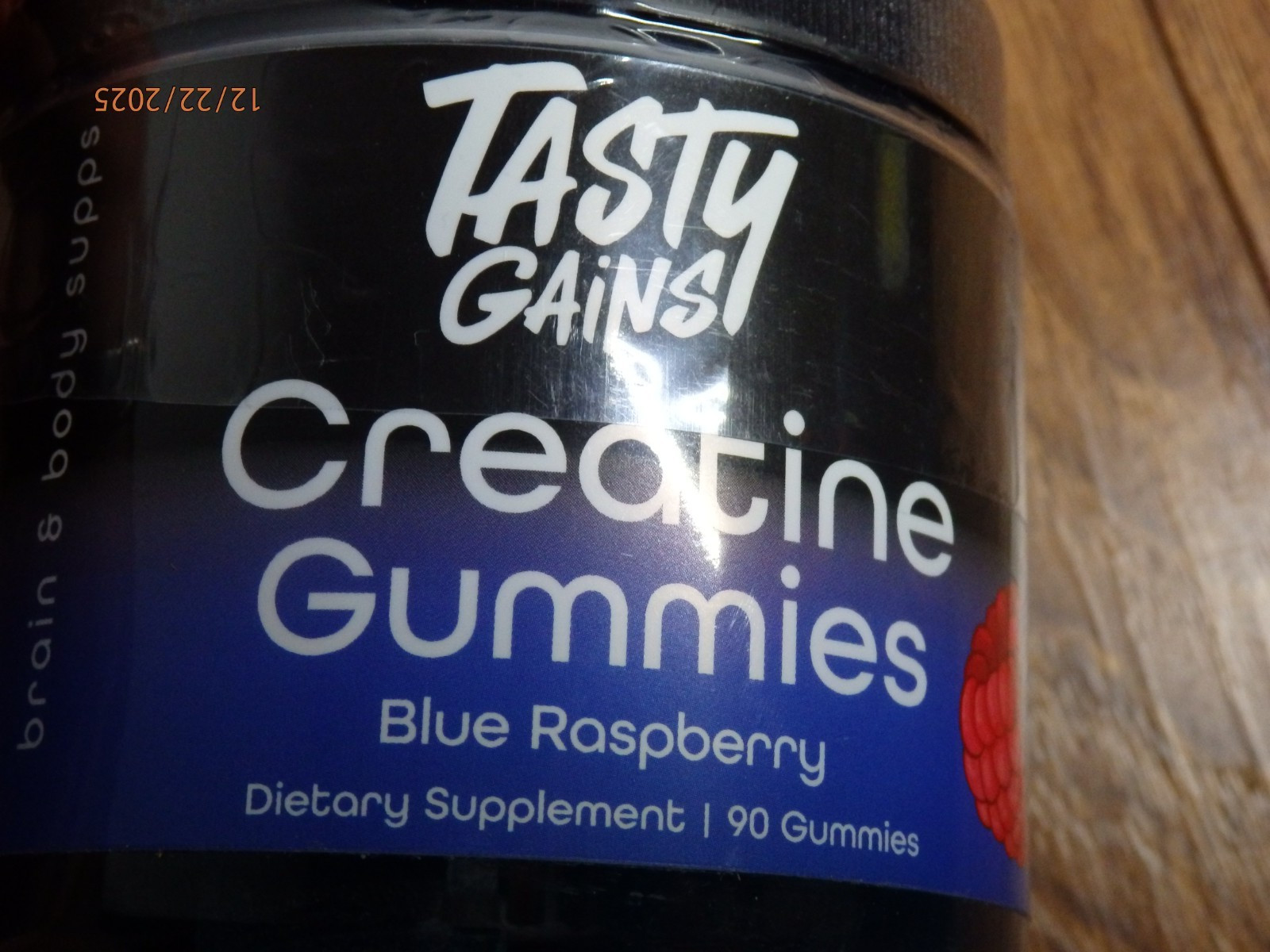 Tasty Gains Creatine Gummies 90ct Blue Raspberry Exp 2/2027
