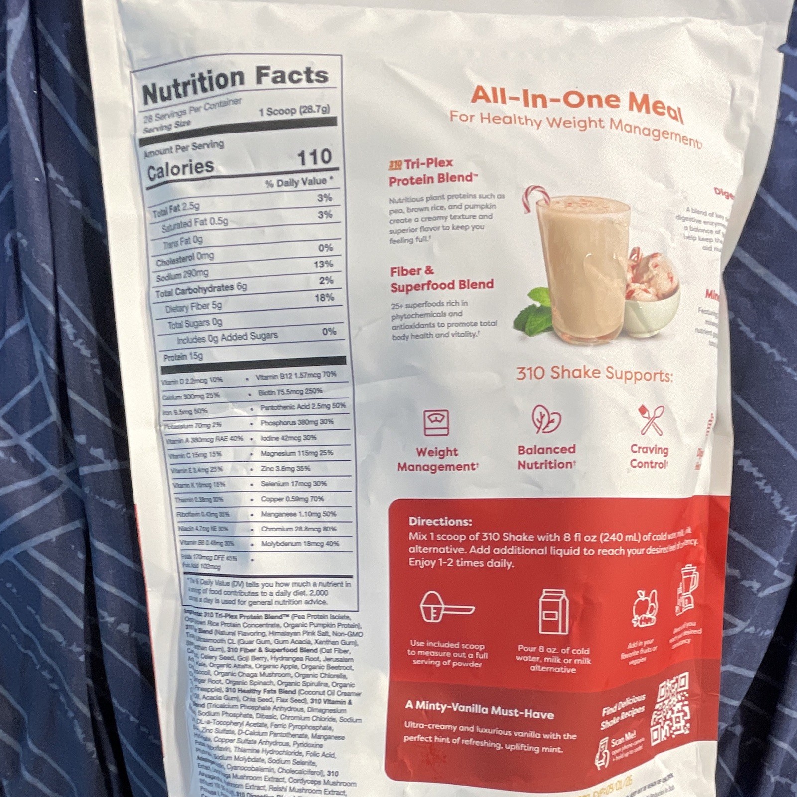 310 Shake All-In-One Meal Shake Peppermint Swirl Powder, 28 servings