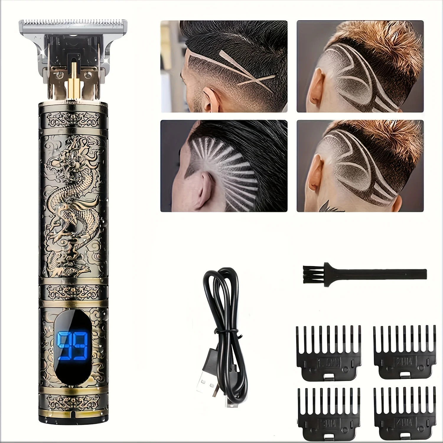 Electric Hair Clipper With LCD Display Oil Head Hair Cutting Machine Hair Beard
