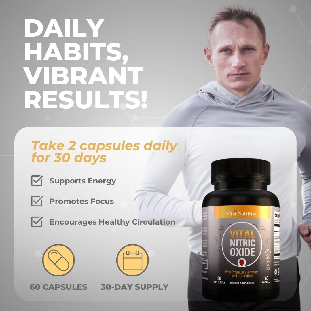 Vital Nitric Oxide Supplements for Men – Workout Booster Supplement for Men – Ni