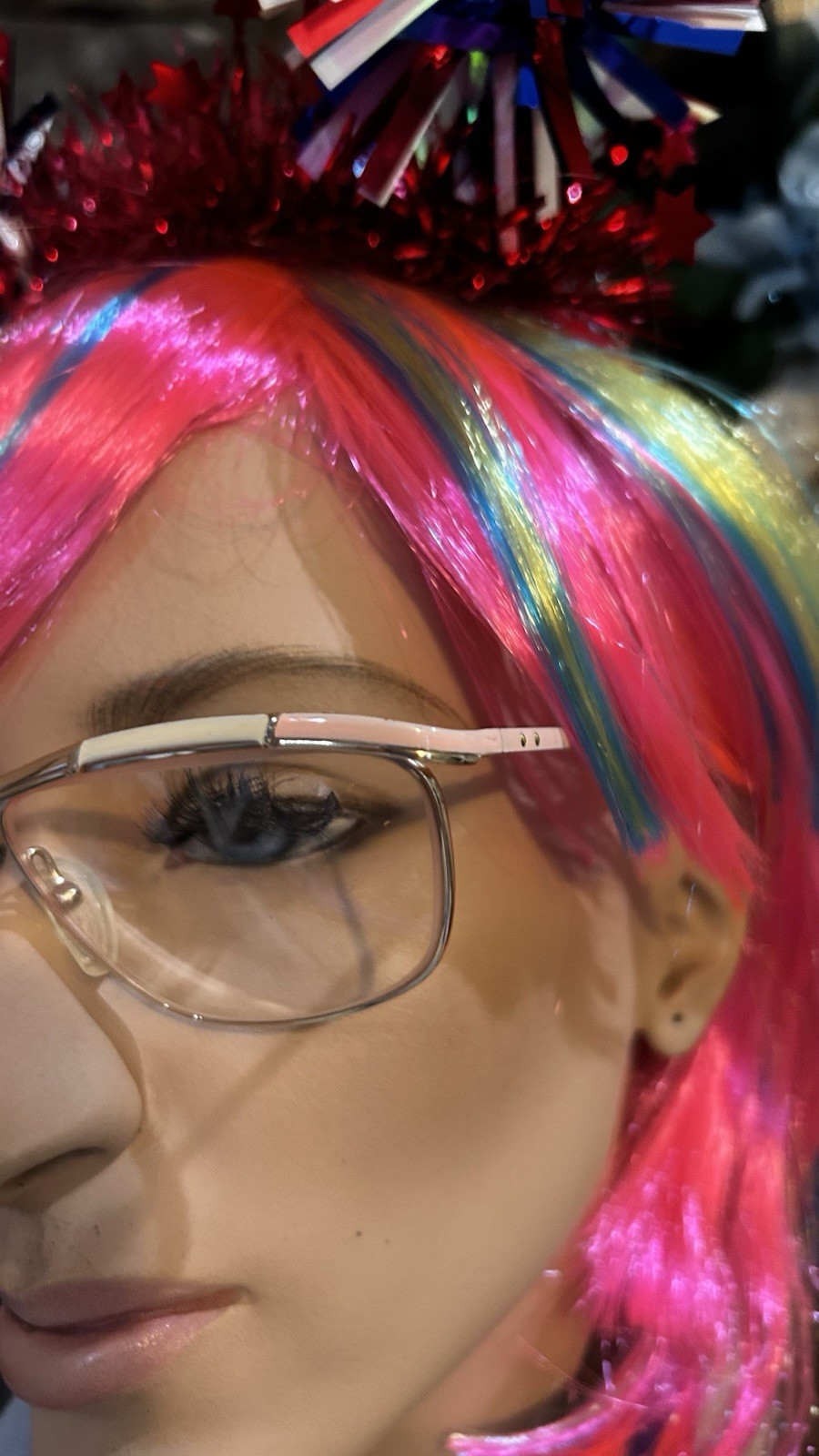 Vtg 80s LOGO PARIS Frame France Eyeglasses Gold Pink Enamel Brow Aviator Non-Rx”