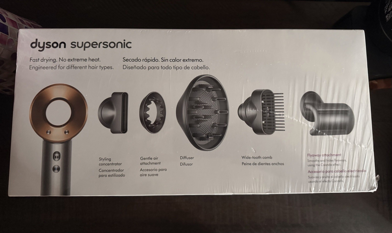 Dyson Supersonic Hair Dryer Nickel/Copper w/ Diffuser Attachments 1600W