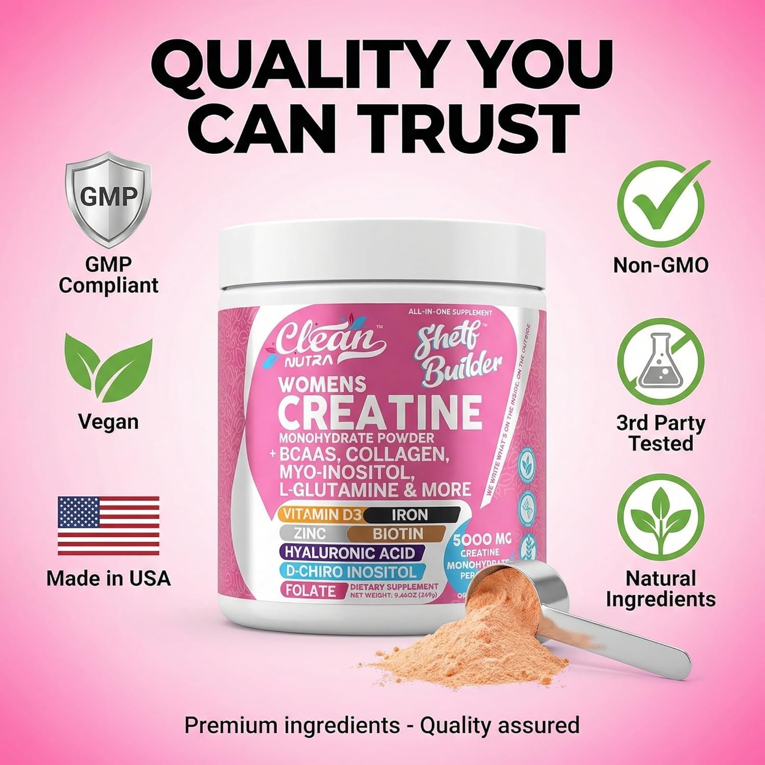 Creatine for Women | Creatine Monohydrate + BCAA Powder Myo-Inositol Collagen Bi