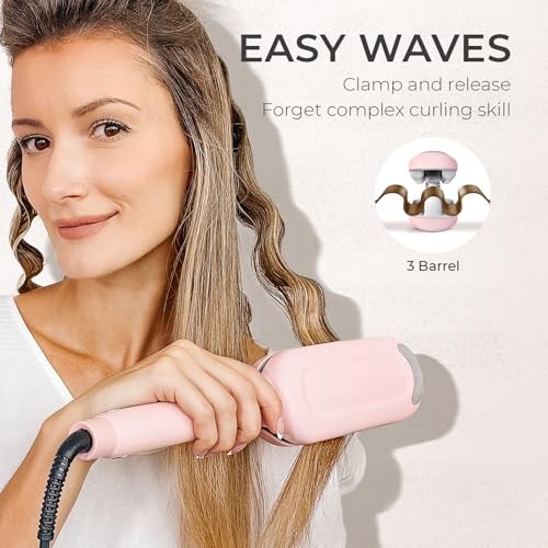 ROVY Beach Waves Curling Iron Hair Crimper Waver – 1.25 Inch Pink