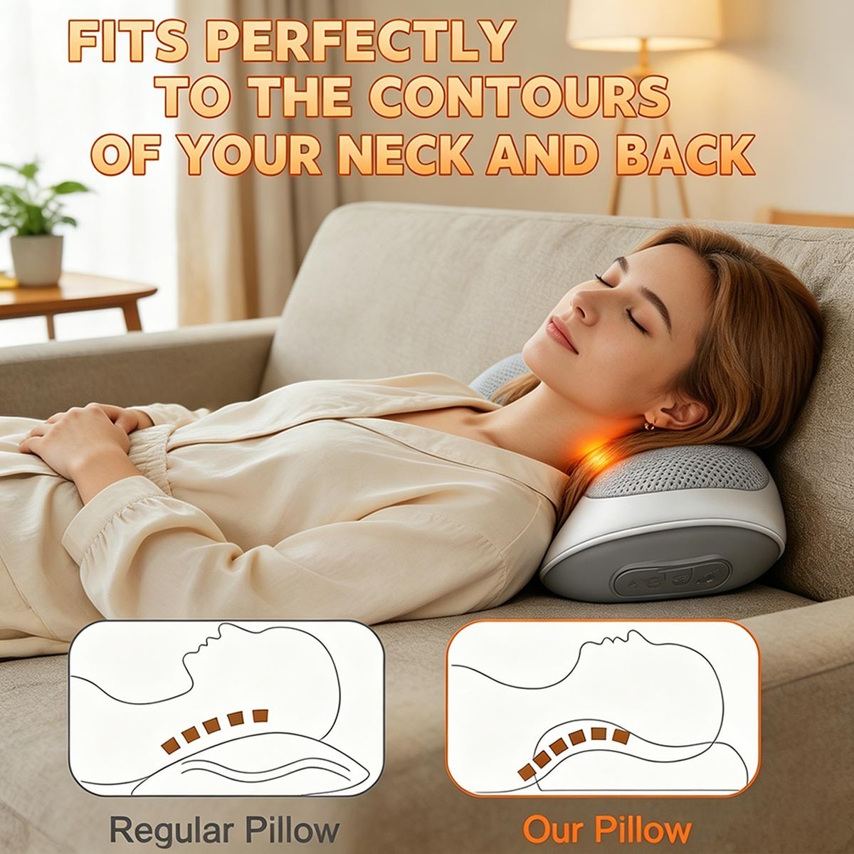 Neck Shoulder Massager with Heat Shiatsu Electric Massage Pillow