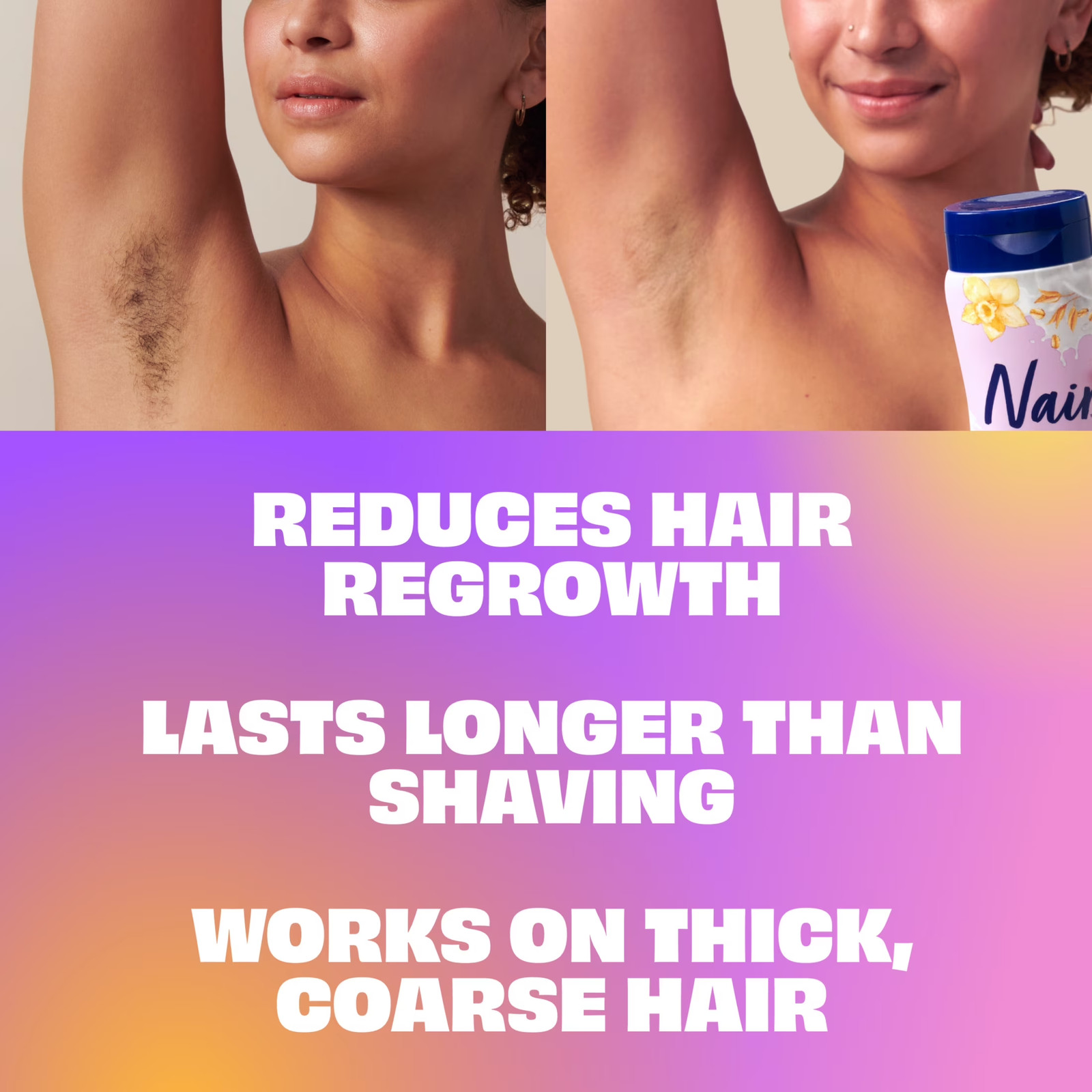 Body Cream Hair Remover, Oat Milk & Vanilla, Body Hair Removal Cream for Wo
