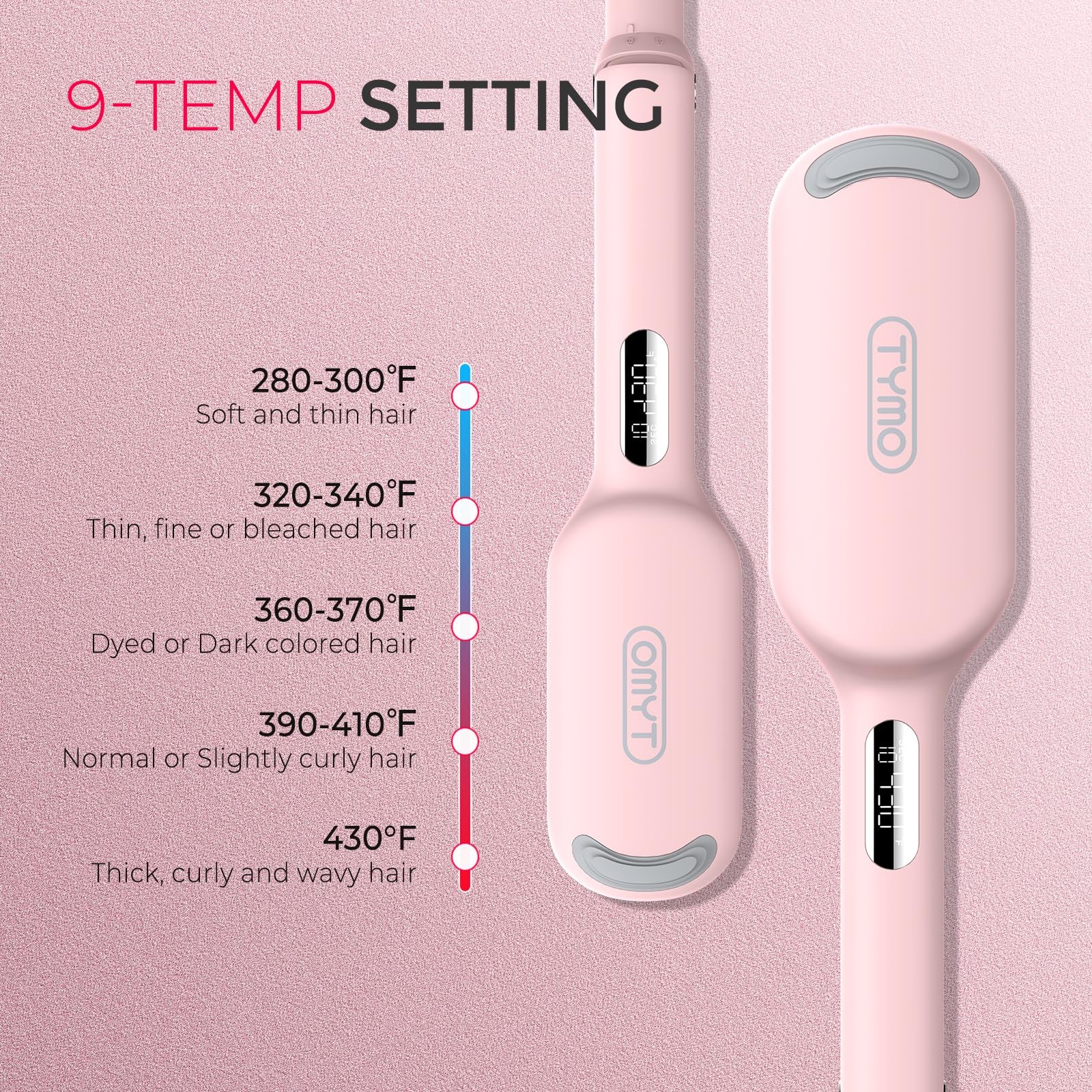 Curling Iron Hair Crimper Waver – TYMO ROVY Beach Waves 1.25 Inch, Pink