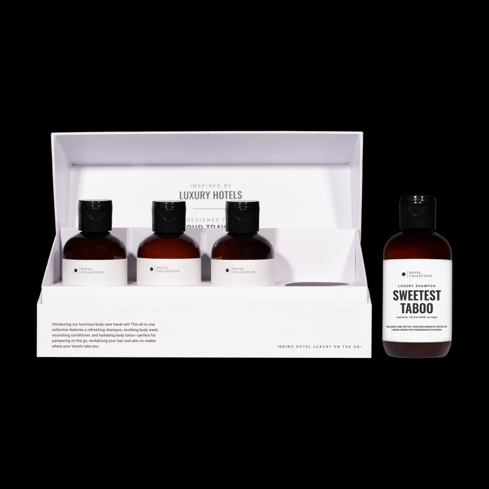 NIB Hotel Collection Luxury 4pc Travel Set in Scent Sweetest Taboo MSRP $57.97
