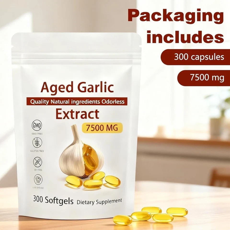 Odorless Garlic 7500mg Per Servings, 150 Softgels | 2 Years Aged Garlic Extra…