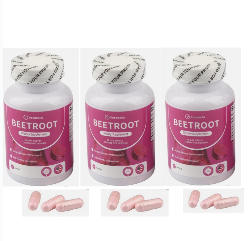 2BOTTLES-Capsules Rosabella Supports Blood Pressure 60Ct Organic BeetRoot Powder