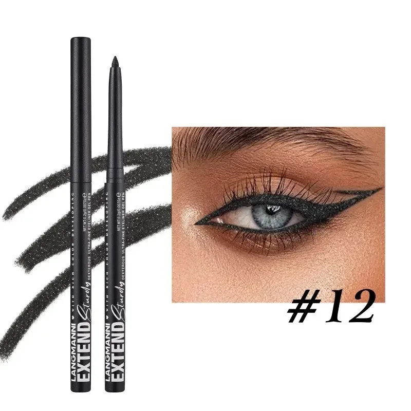Smooth Quick Drying 12 Color Waterproof Eyeliner Gel Pencil Long Lasting Makeup