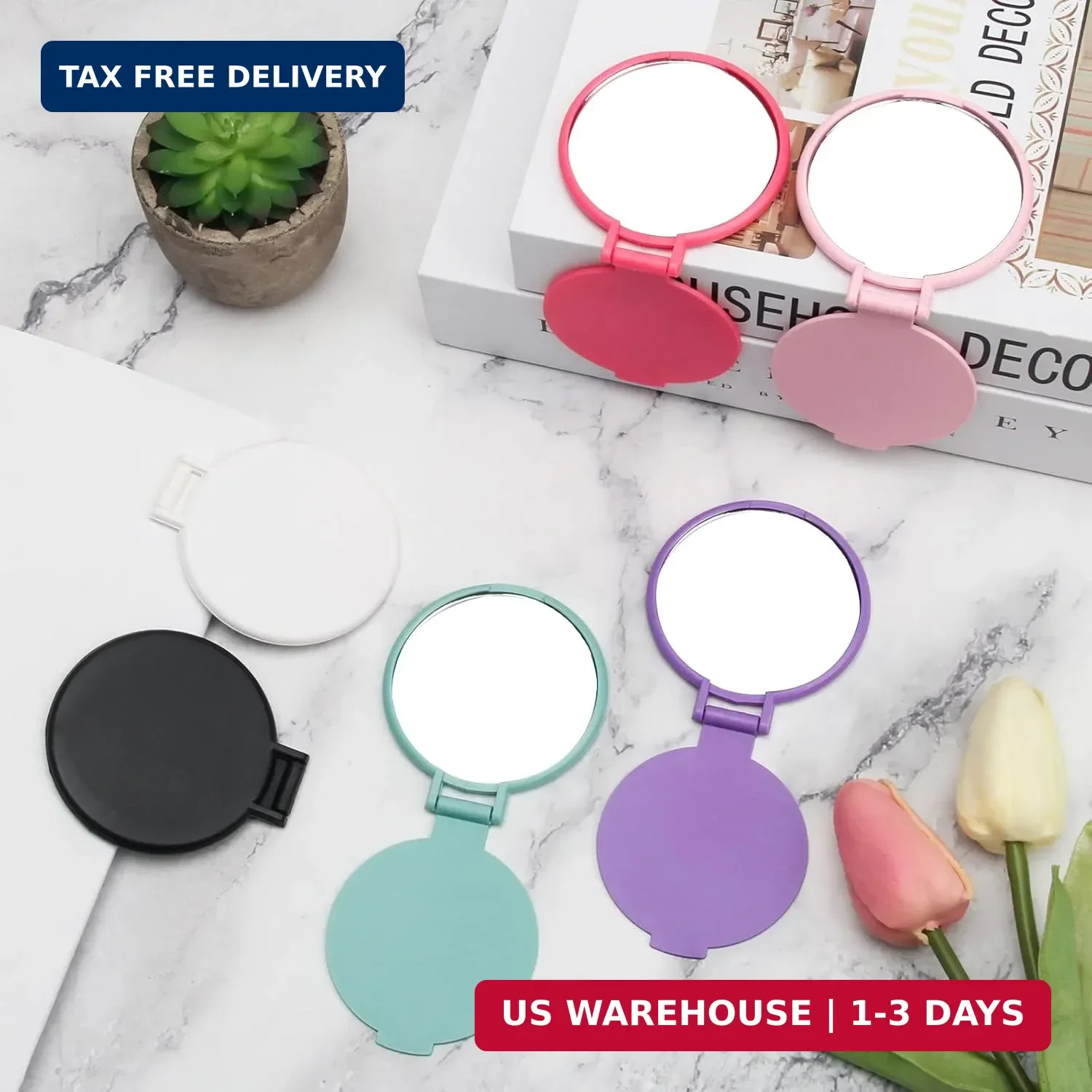 Windspeed 12 Pcs Mini Folding Mirror Round Compact, 2.4 in Small Portable Travel