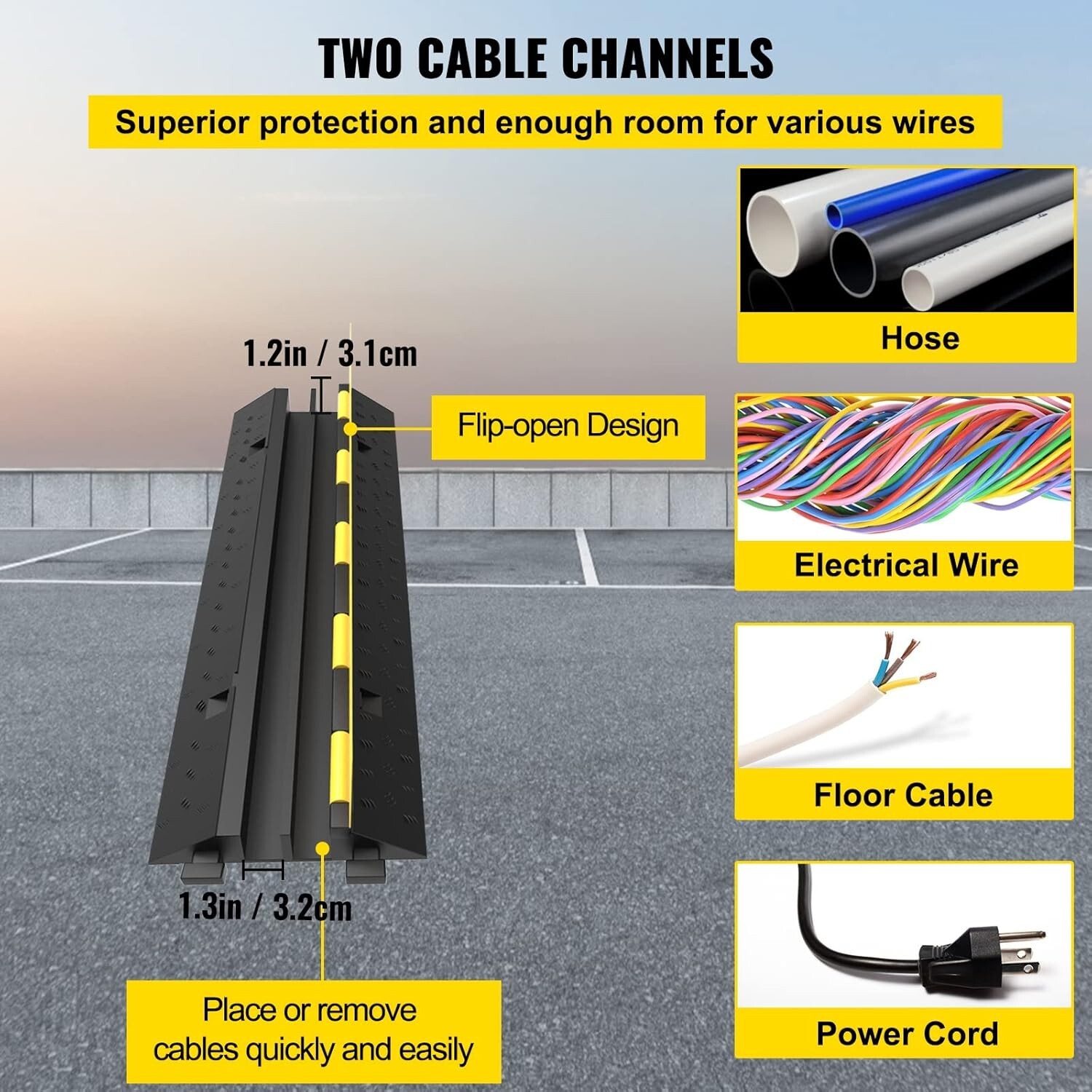 Triple Pack Cable Protector Ramp for Indoor & Outdoor Use – 11000 lbs Capacity