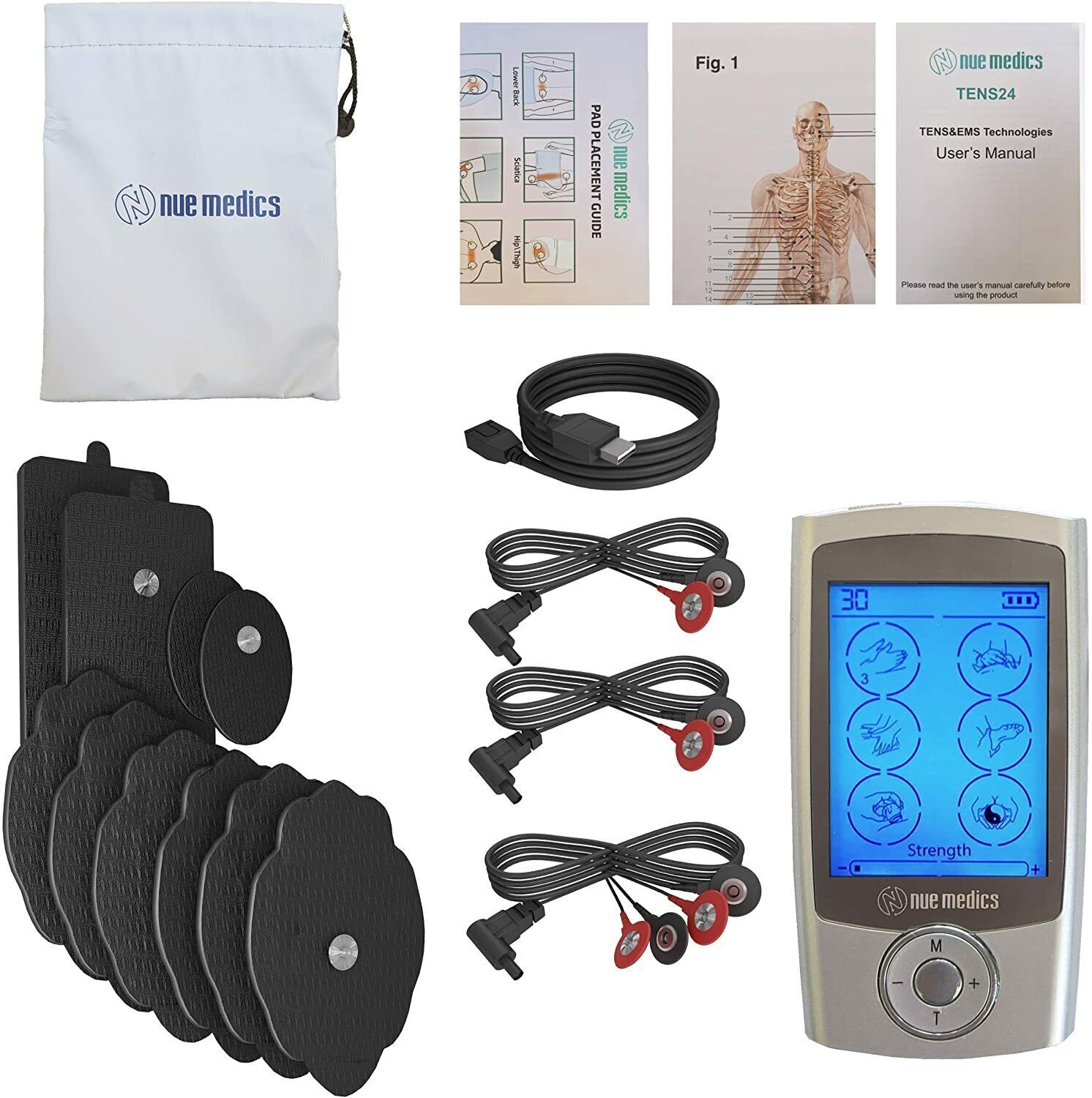 Tens Unit Muscle Stimulator Electric Pulse Massager Belt+Slipper Muscle Recover