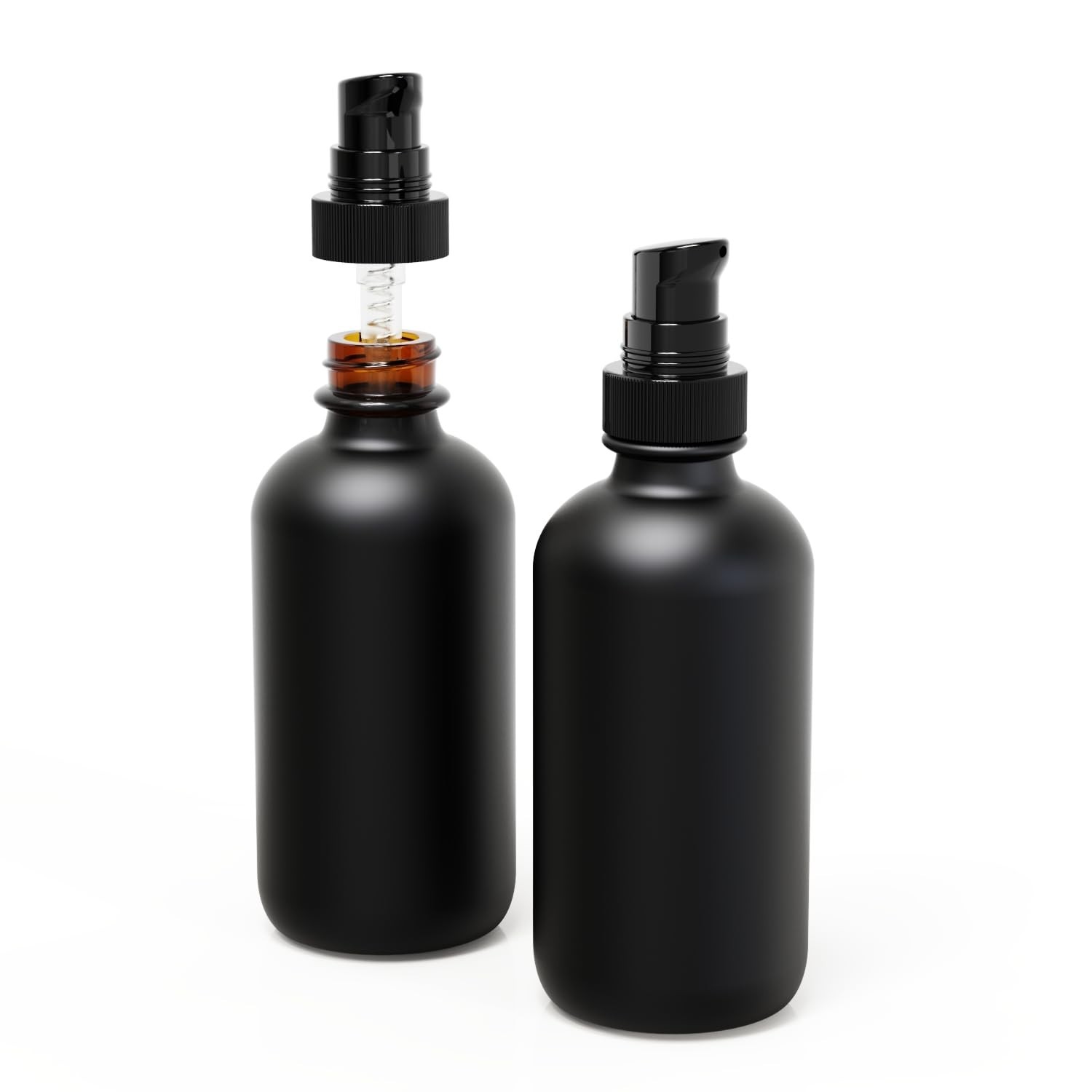 12-Pack 120ml Matte Black Glass Pump Bottles, Travel Size Refillable Dispensers