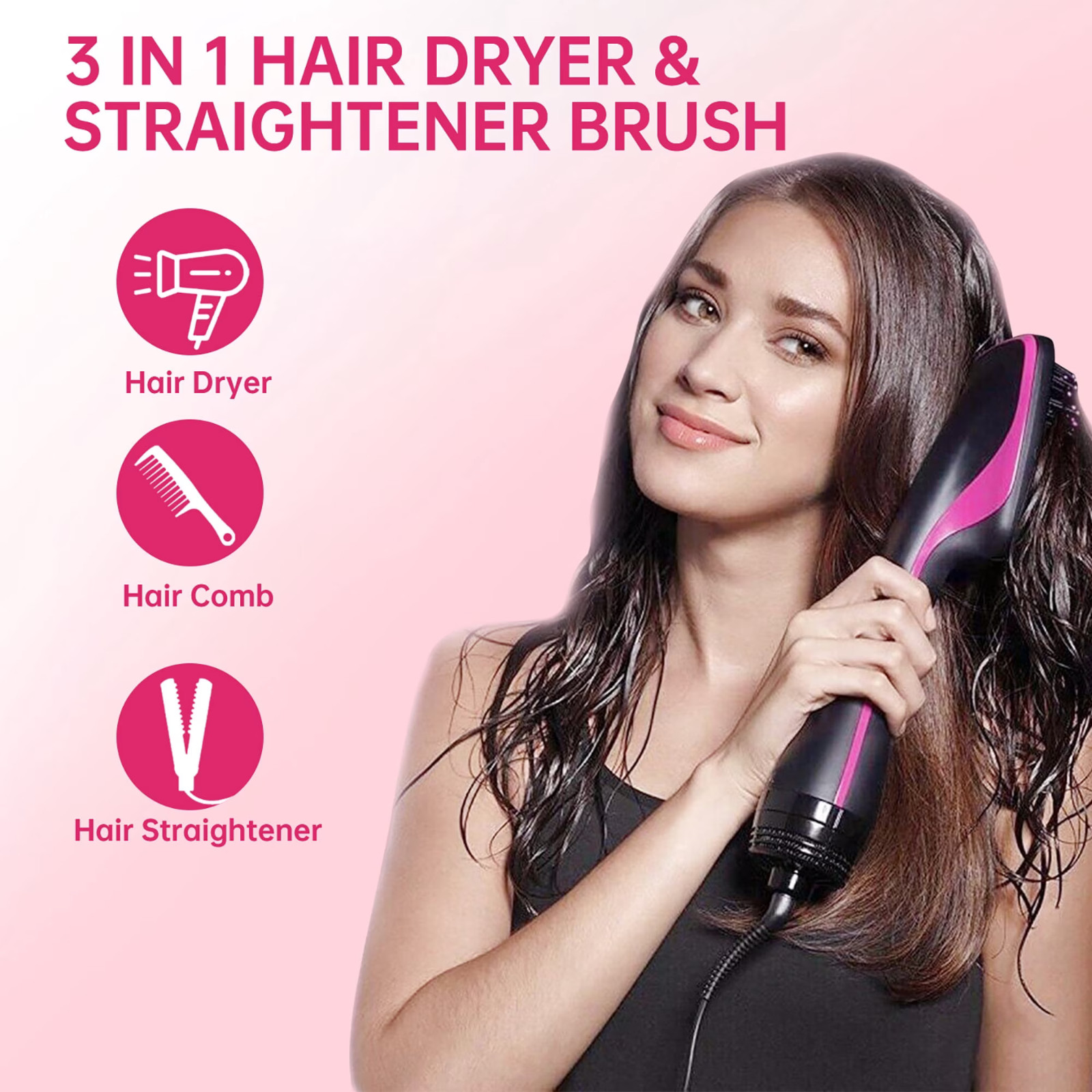 Morfone 2-in-1 Hair Dryer Brush Volumizer Ionic Styler FREE SHIP