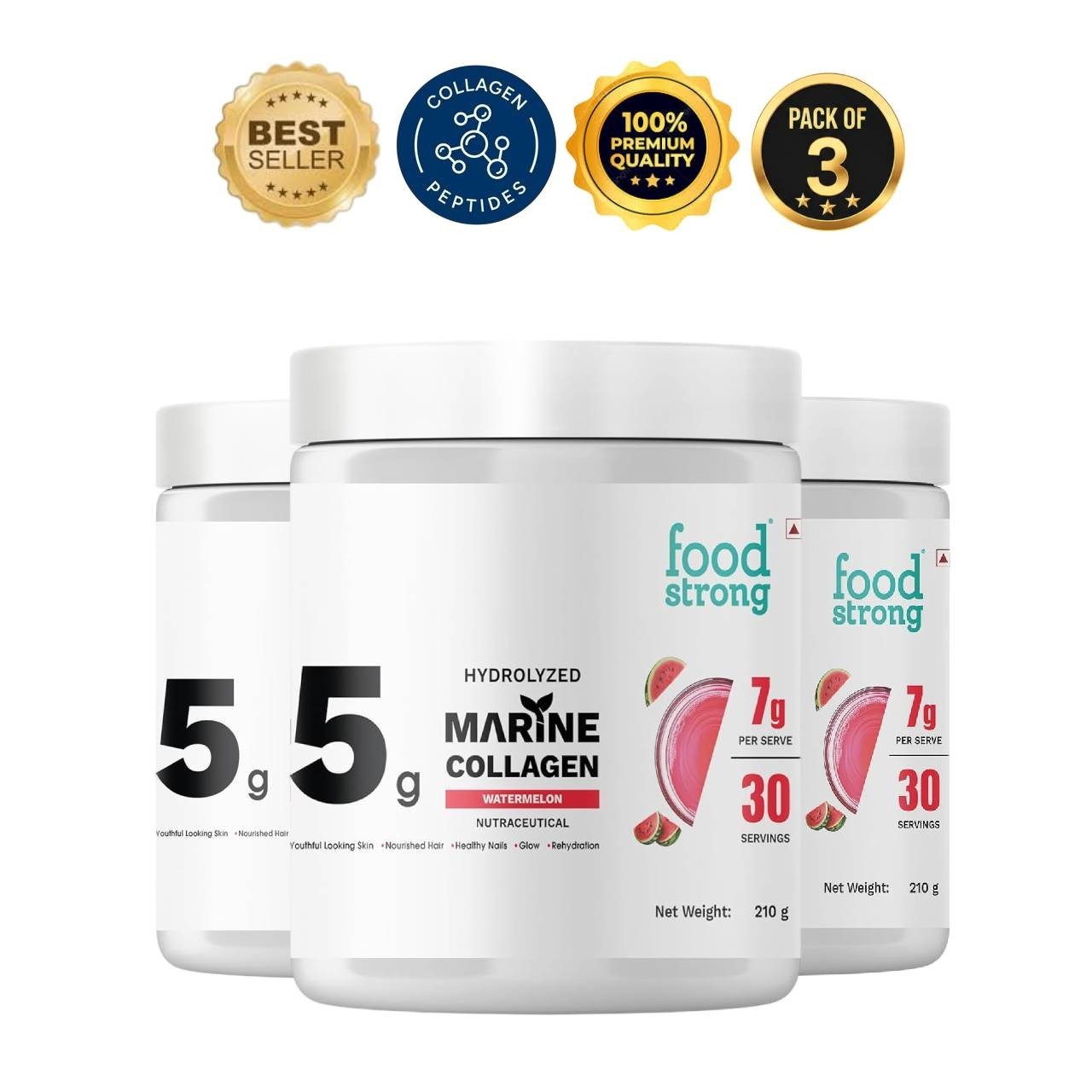 foods.trong Marine Collagen 210g Pack of 3 Hair Skin Hydration