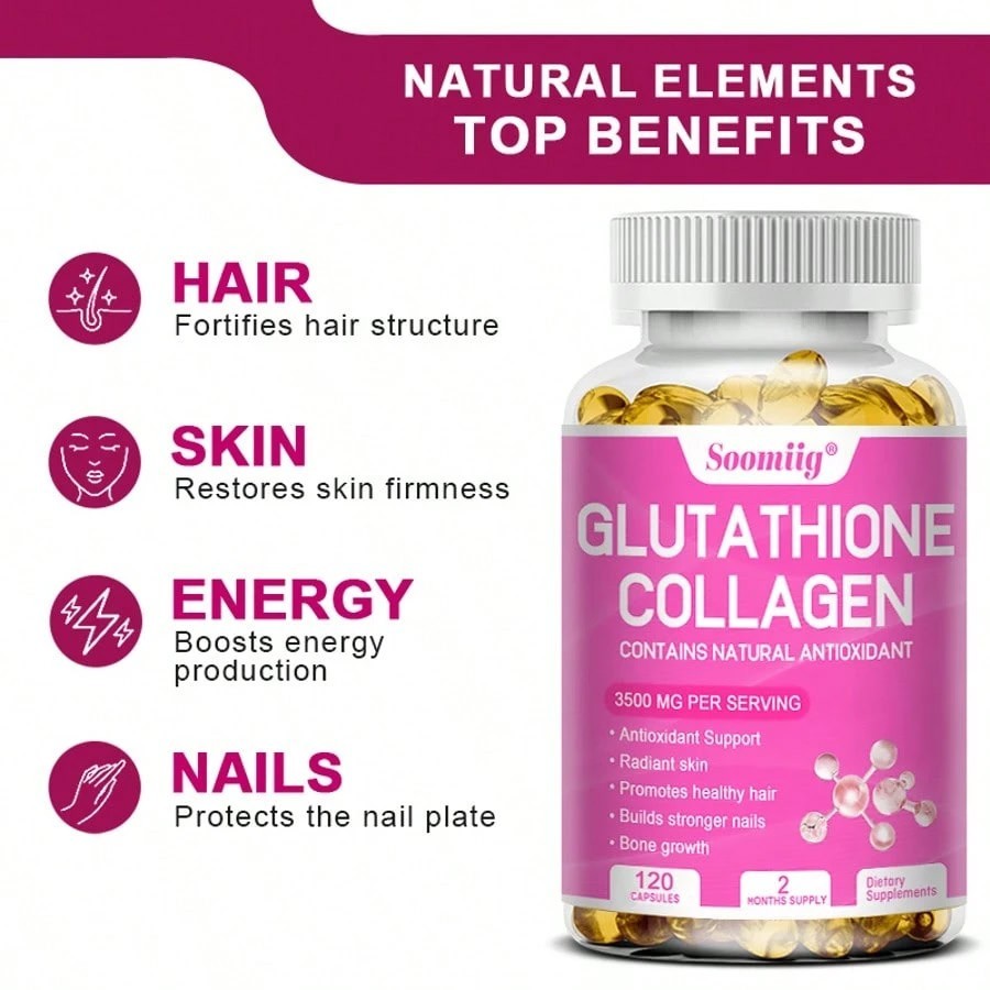 Glutathione Collagen Milk Thistle 120 Softgels Adult Dietary Supplement
