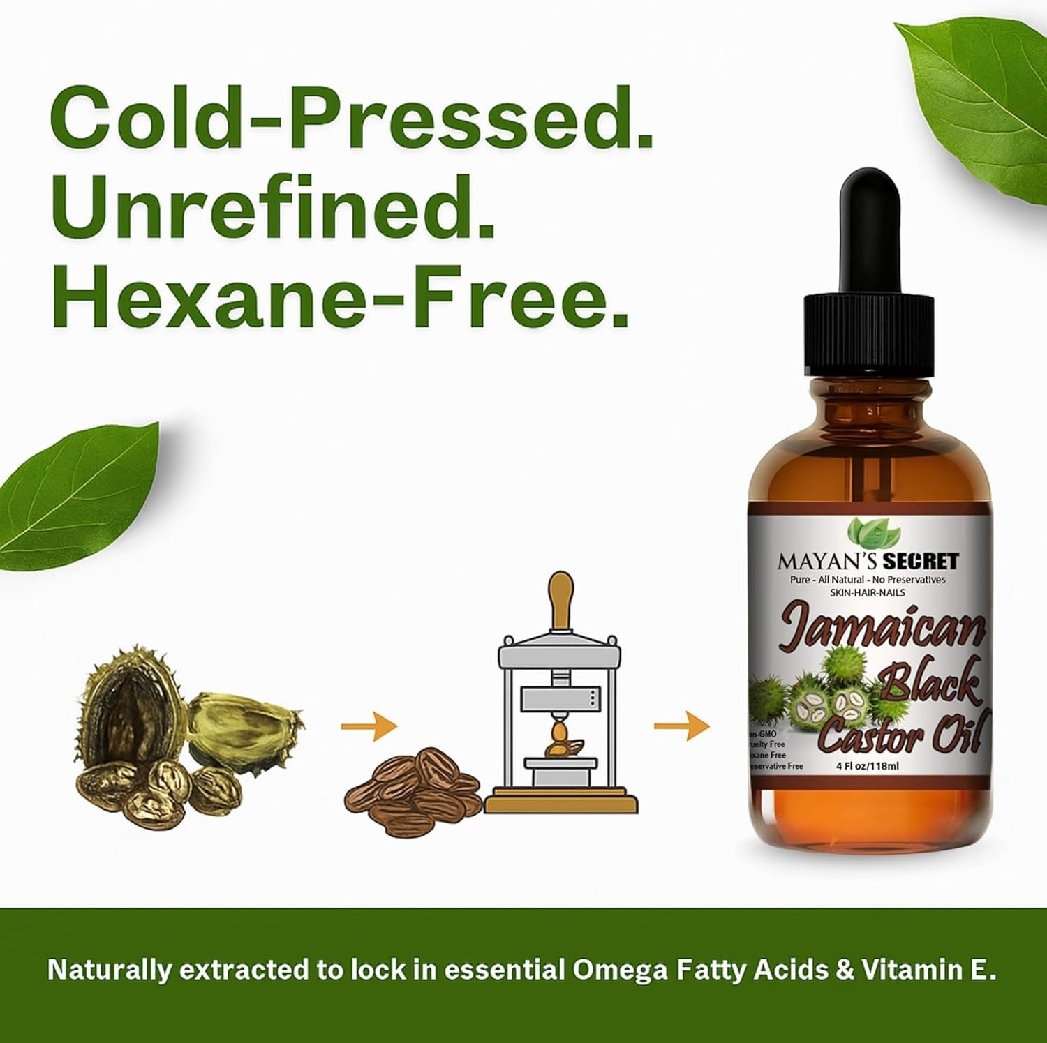 Premium Jamaica Black Castor Oil for Eyelashes, Eyebrows,Hair Growth,Skin & Face