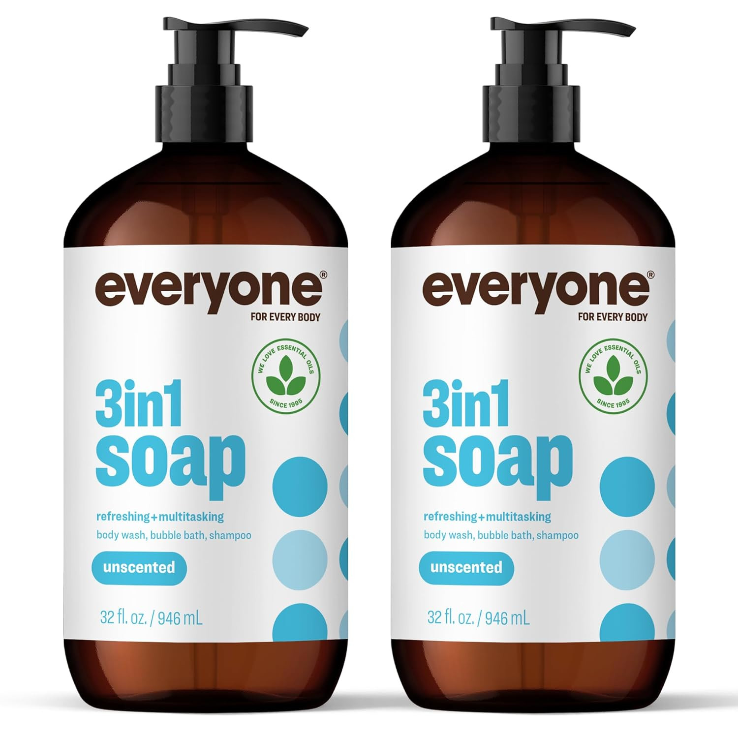 Everyone 3-In-1 Soap, Body Wash, Bubble Bath, Shampoo, 32 Ounce (Pack of 2), Uns