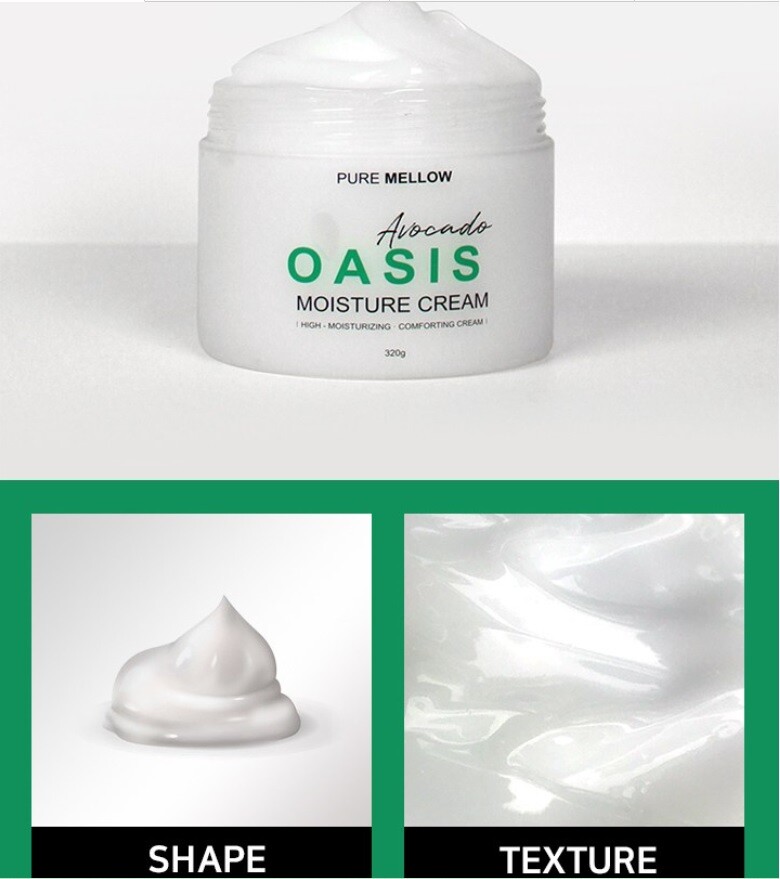 PURE MELLOW Oasis Moisture Cream 11.2OZ Hydration Smoothing Skin Care K beauty