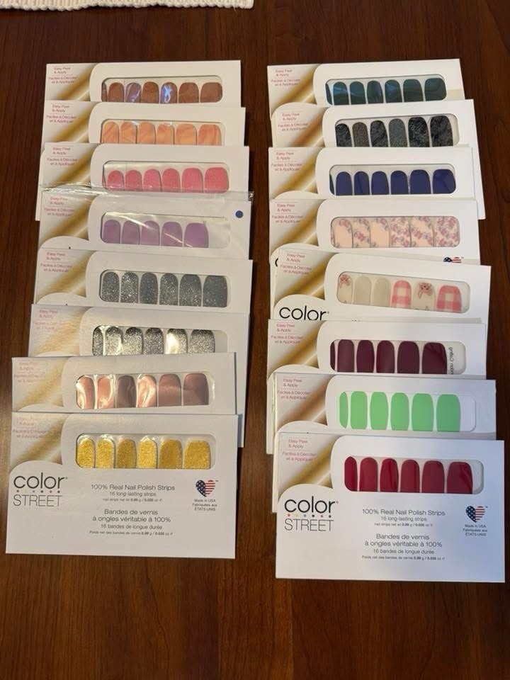 16 Color Street Nail Polish Strips Lot, Multicolor Glitter Assorted