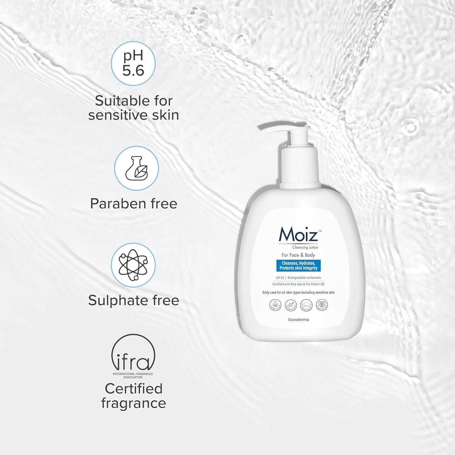 Moiz Cleansing Lotion 200ml for Sensitive & Dry Skin Barrier USA Free Ship