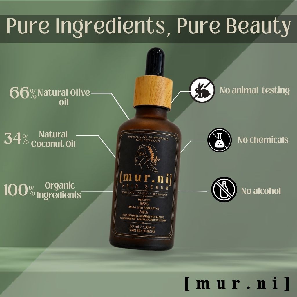 [mur.ni] Hair Serum 2 In 1 Treatment For Frizzy, Dry And Curly Hair