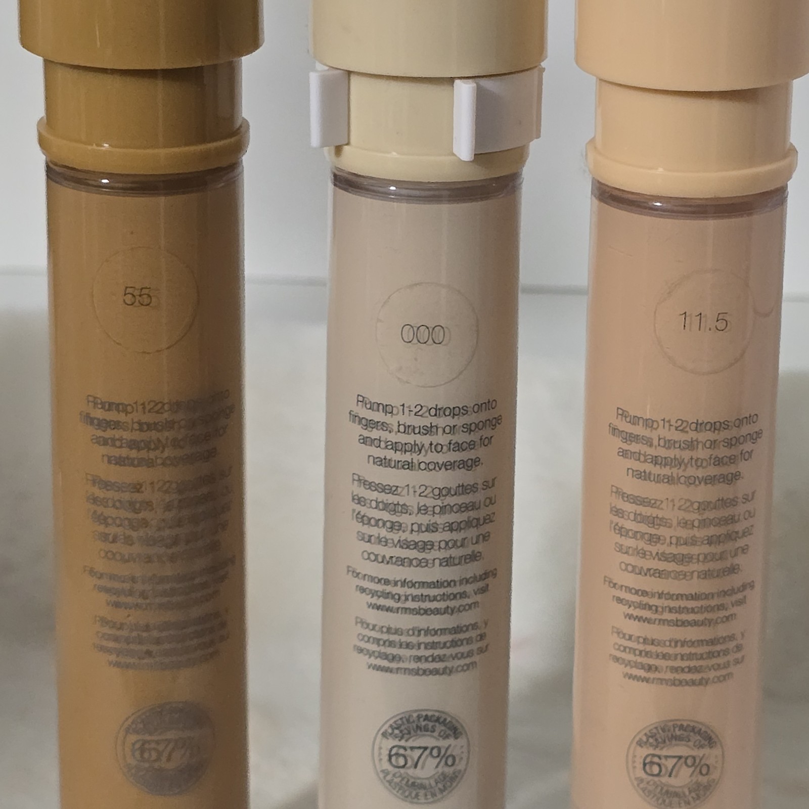 RMS Beauty Re Evolve Natural Finish Foundation Bundle 3 Shades 29ml Refillable