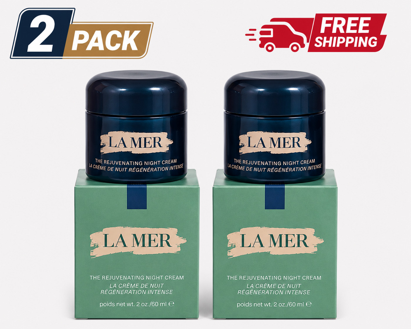 2 PACK La Mer The Rejuvenating Night Cream 2 fl. oz/60ml factory Sealed Pack NIB