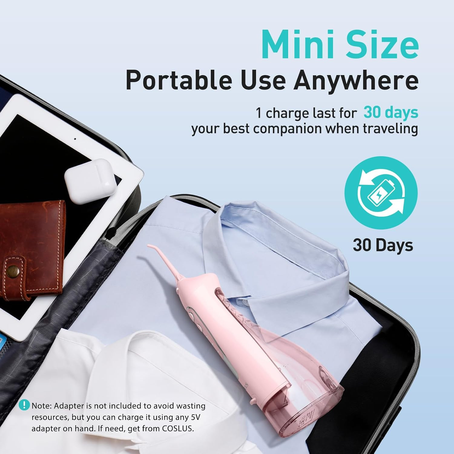 COSLUS Water Dental Flosser Teeth Pick C20: ADA Accepted, Portable Cordless Oral