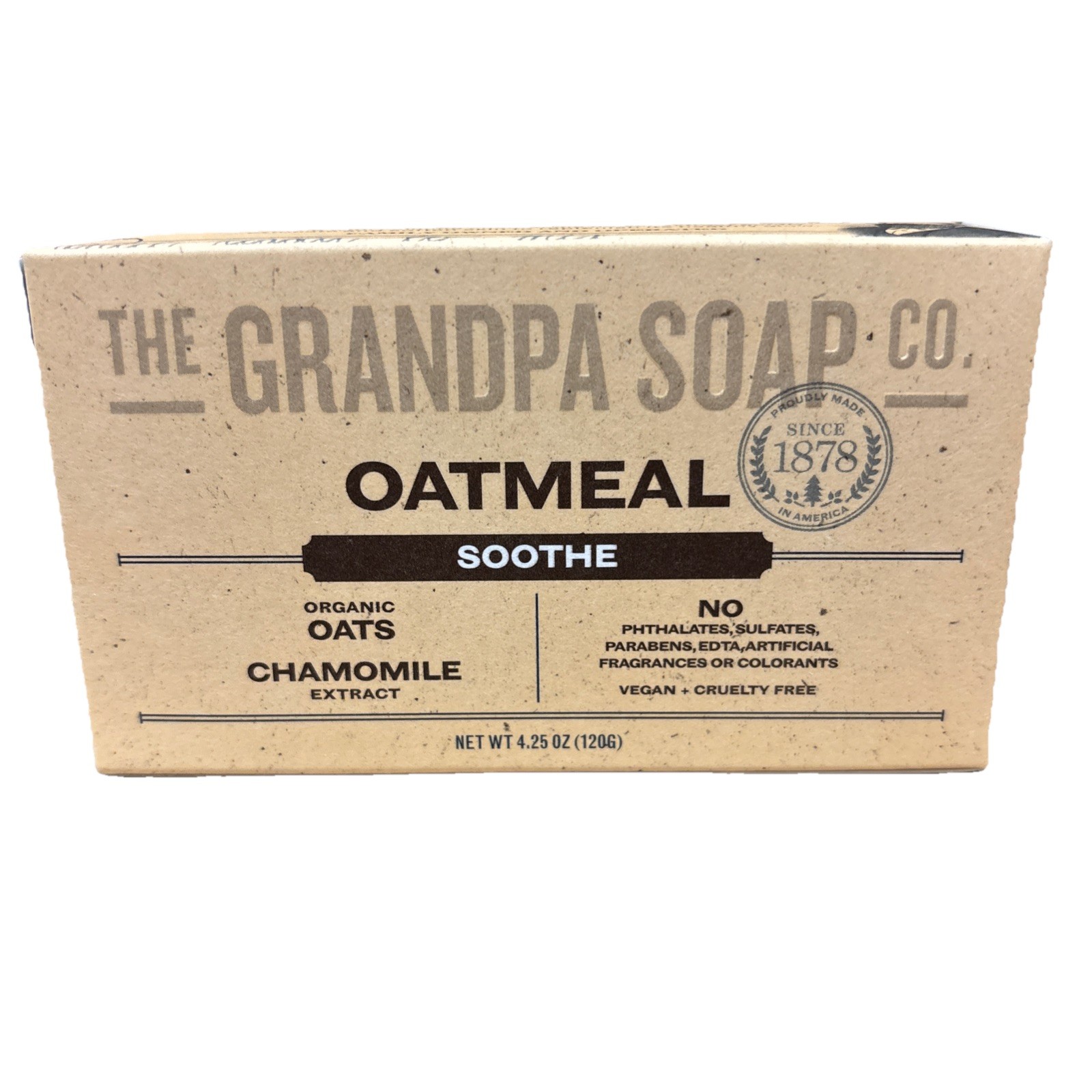 The Grandpa Soap Co. Oatmeal Soap 4.25 oz Bar Soothe Face Body BB 03/2028