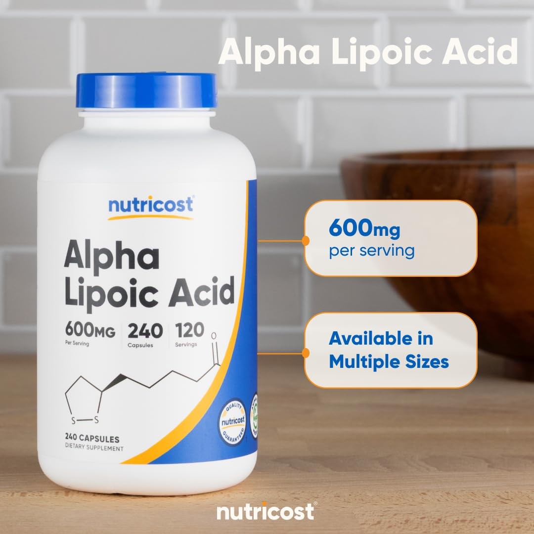 Nutricost Alpha Lipoic Acid 600mg Per Serving, 240 Count (Pack of 1), White