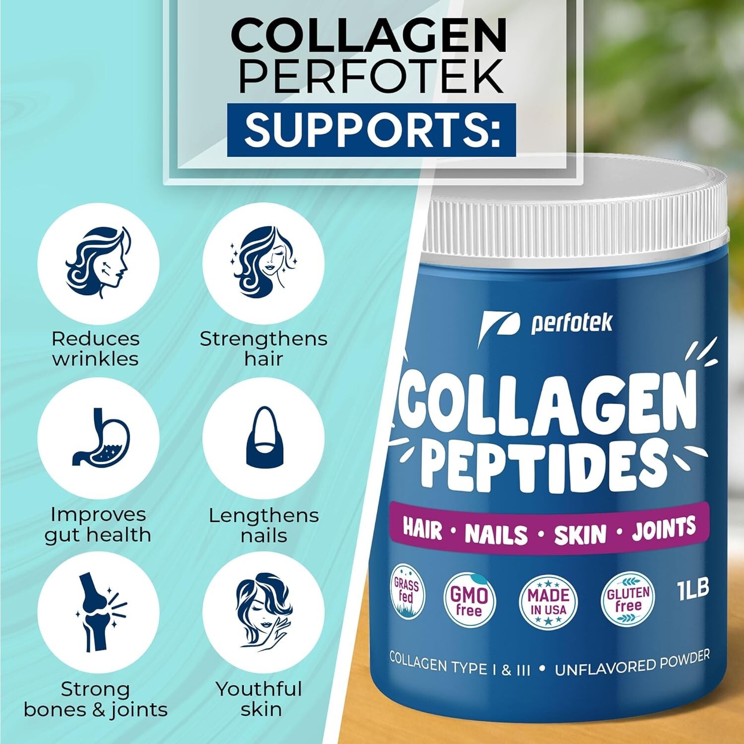 Hydrolyzed Collagen Powder Pasture Raised Non-GMO Grass-Fed Unflavored 5 LB