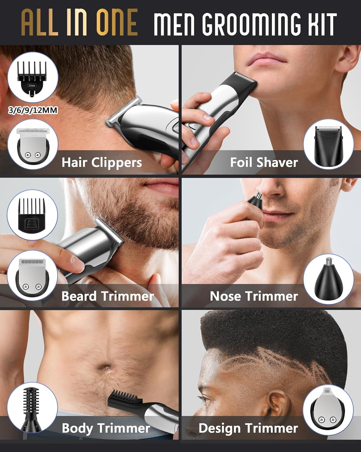 Ufree Beard Trimmer for Men, Waterproof Electric Razor for Nose, Body, Face & Mu