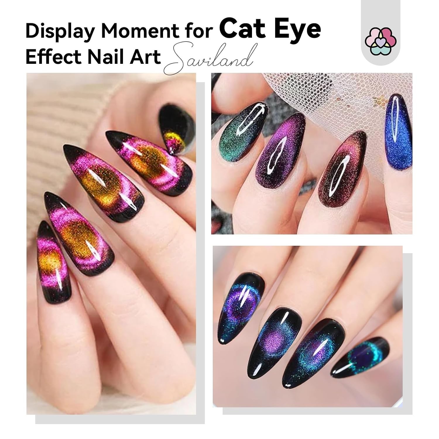Cat Eye Magnetic for Nail: 9PCS Cat Eye Gel Nail Polish Magnet Tools Set Stro…
