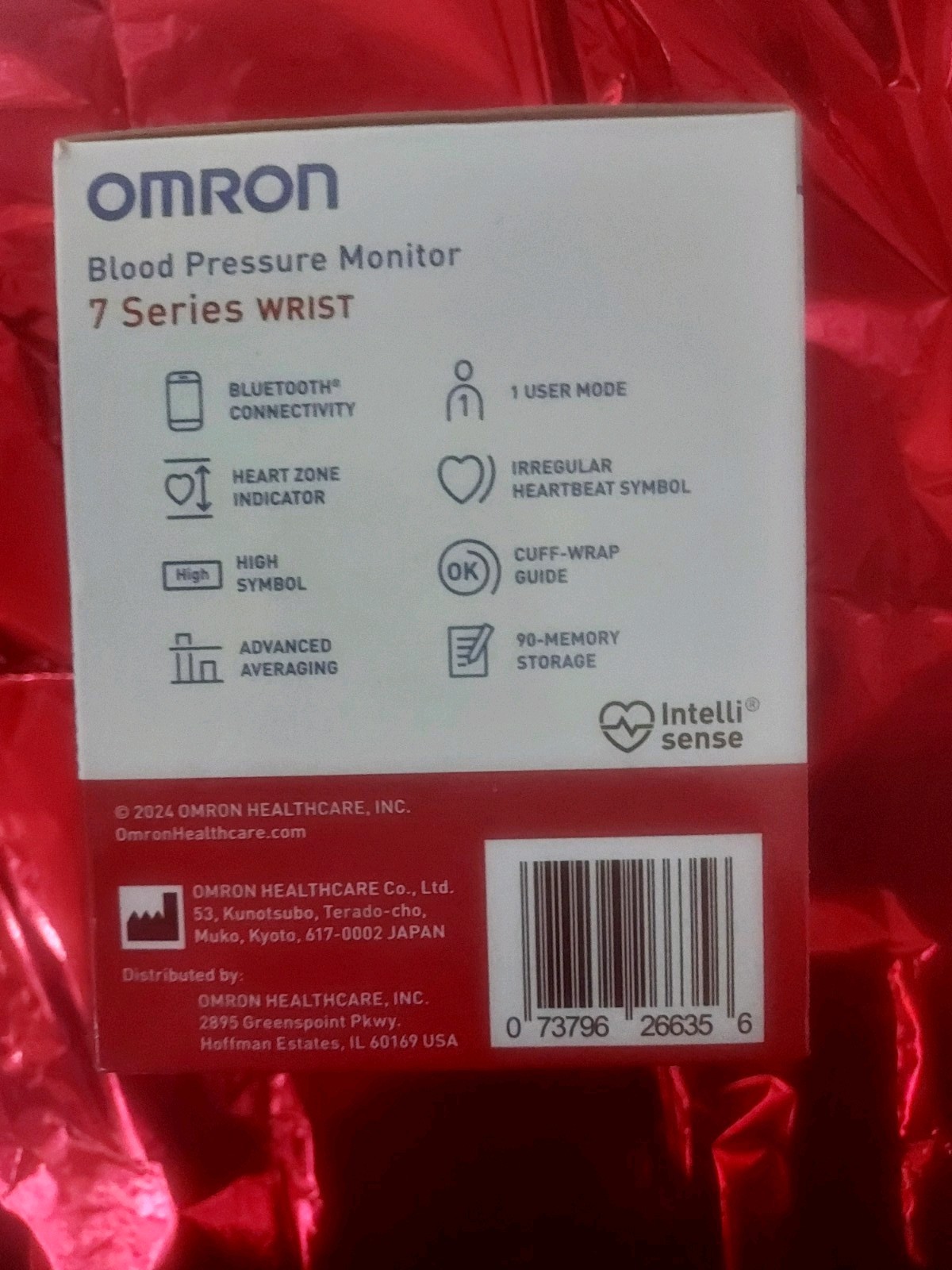 Omron 7 Series BP6350 Wrist Blood Pressure Monitor Bluetooth 90-Memory Black