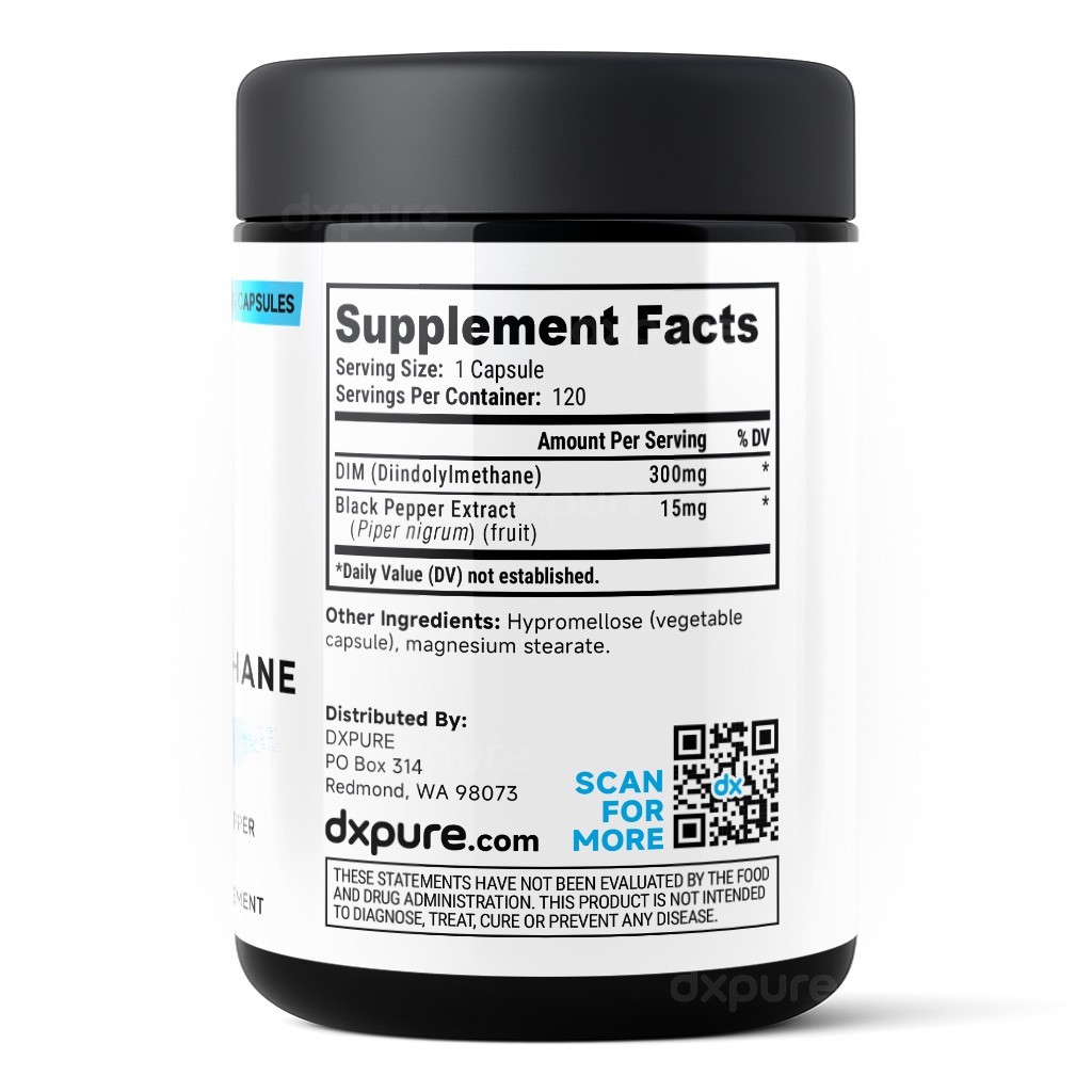 DIM (Diindolylmethane) 300mg Supplement – 120 Capsules – Gluten Free Non-GMO