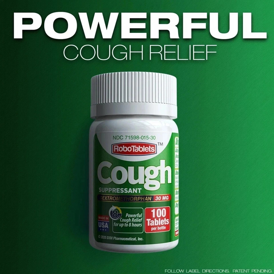RoboTabs Cough Suppressant Dextromethorphan 30mg 100 Tablets