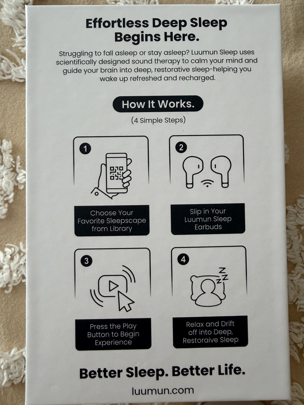 Nearly New Luumun Deep Sleep Earbuds System Bluetooth cream color
